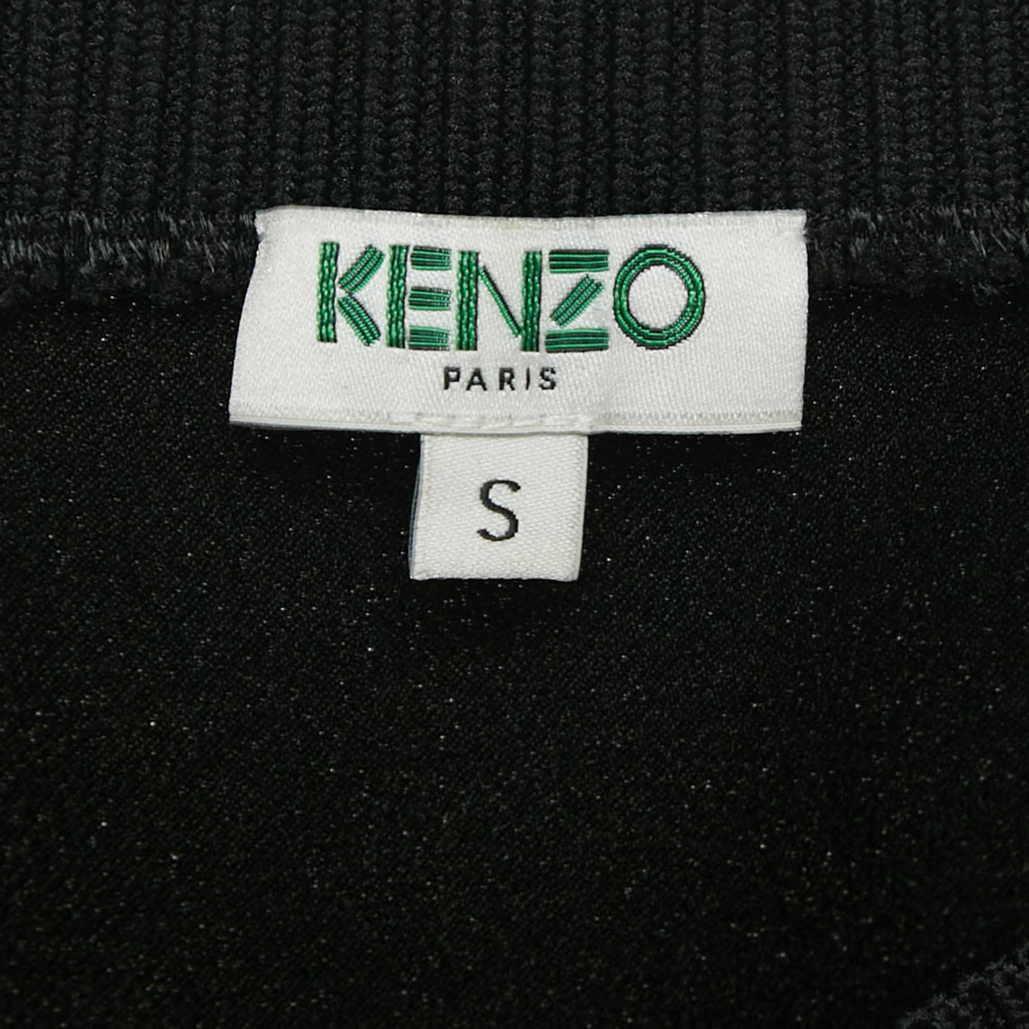 Kenzo Black Eye Logo Embroidered Crepe Sweatshirt S 