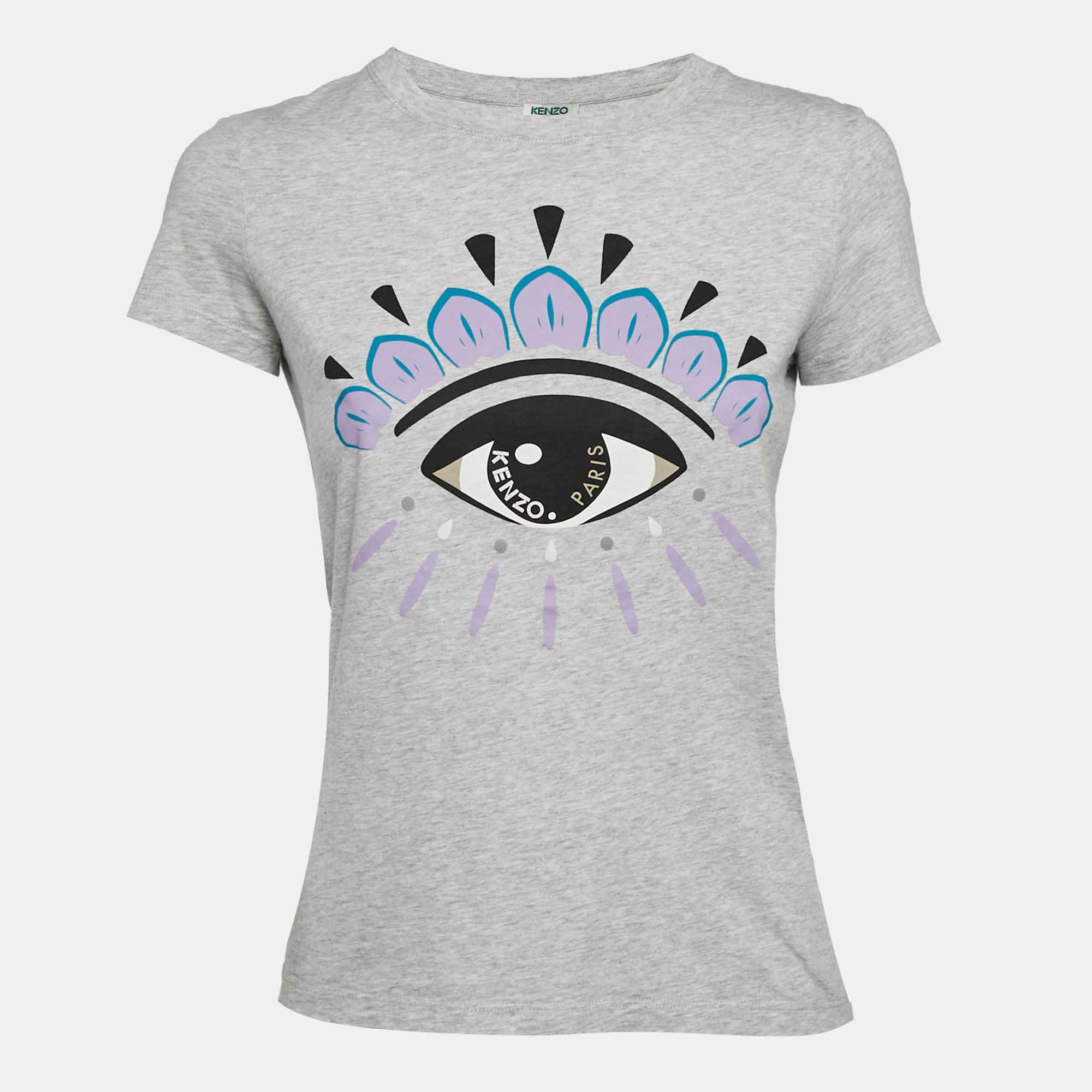 

Kenzo Grey Eye Print Jersey Crew Neck T-Shirt XS