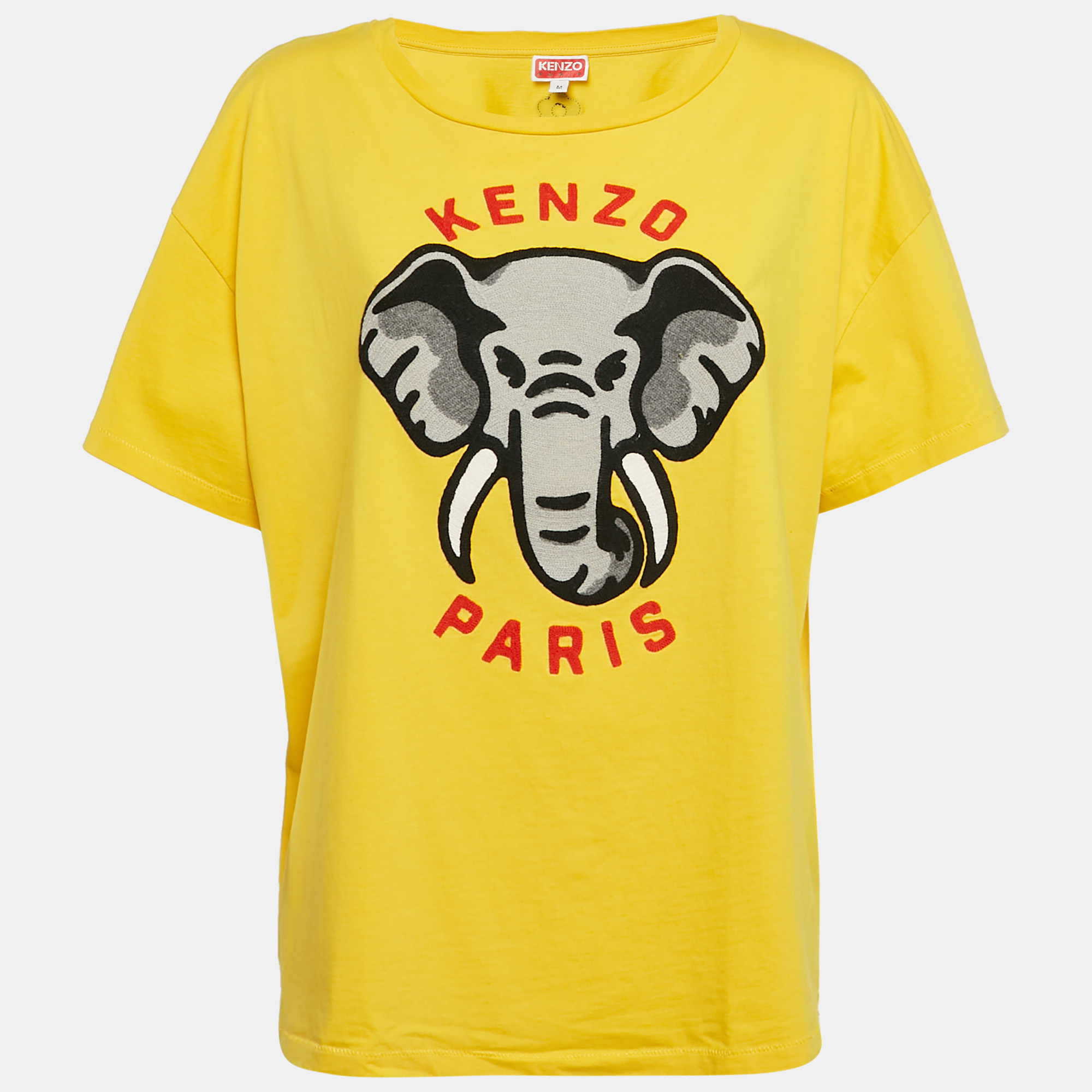 

Kenzo Yellow Elephant Applique Cotton Jersey T-Shirt M