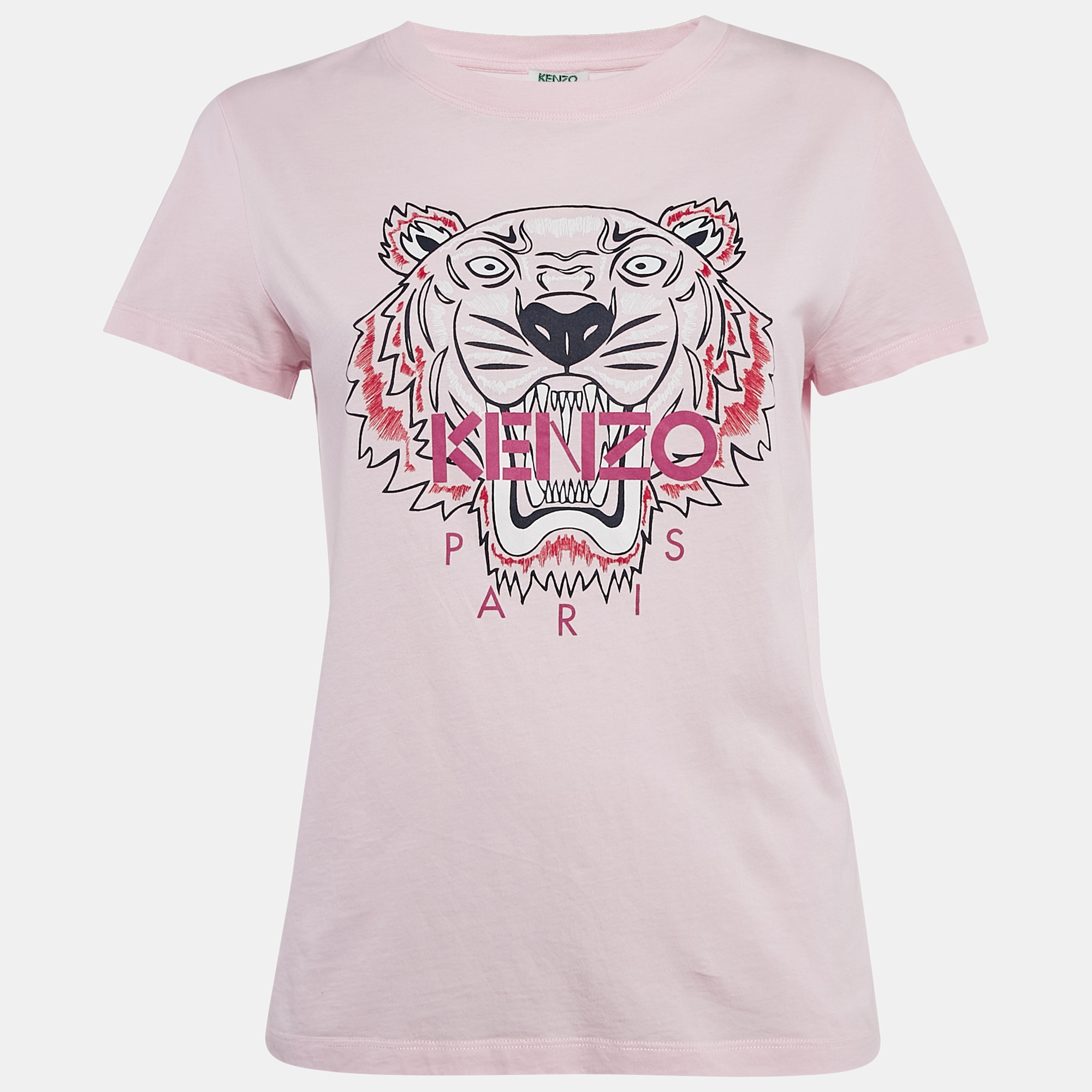 

Kenzo Pink Tiger Logo Print Jersey Crew Neck T-Shirt M