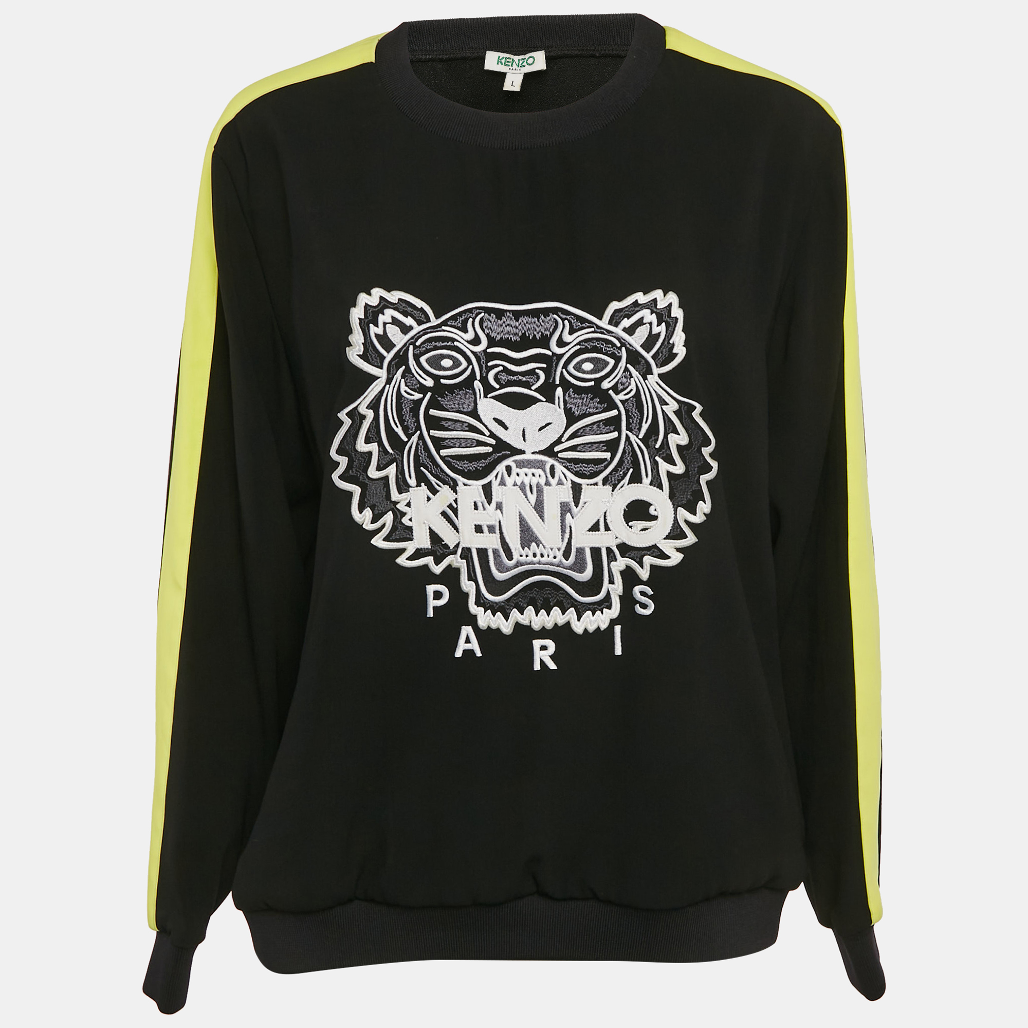 

Kenzo Black Tiger Embroidered Crepe Crew Neck Jumper L