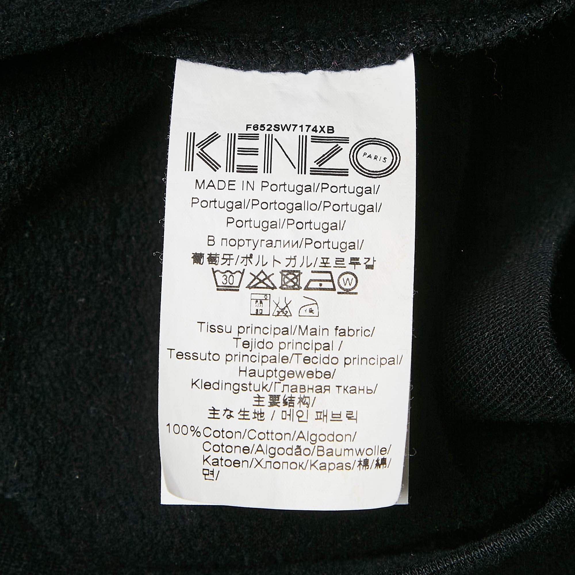 Kenzo Black Eye Logo Printed Cotton Knit Sweatshirt S 