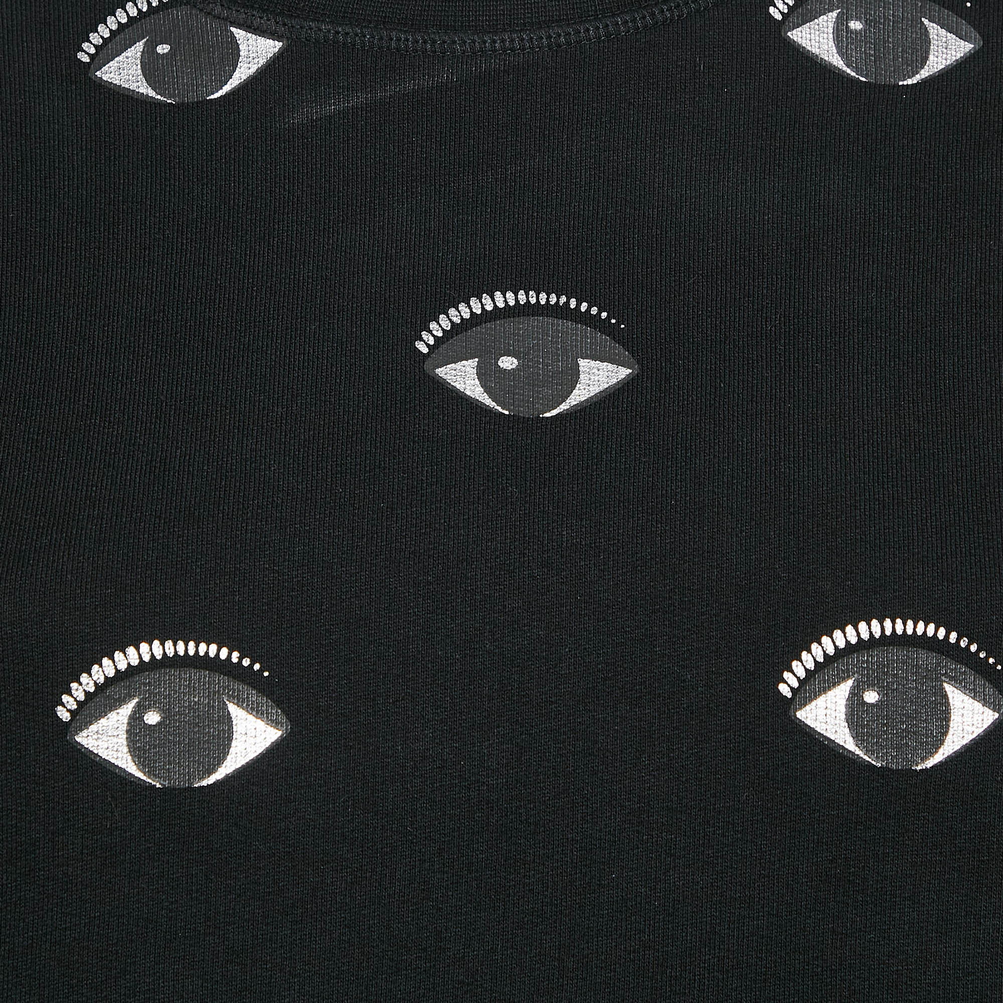 Kenzo Black Eye Logo Printed Cotton Knit Sweatshirt S 