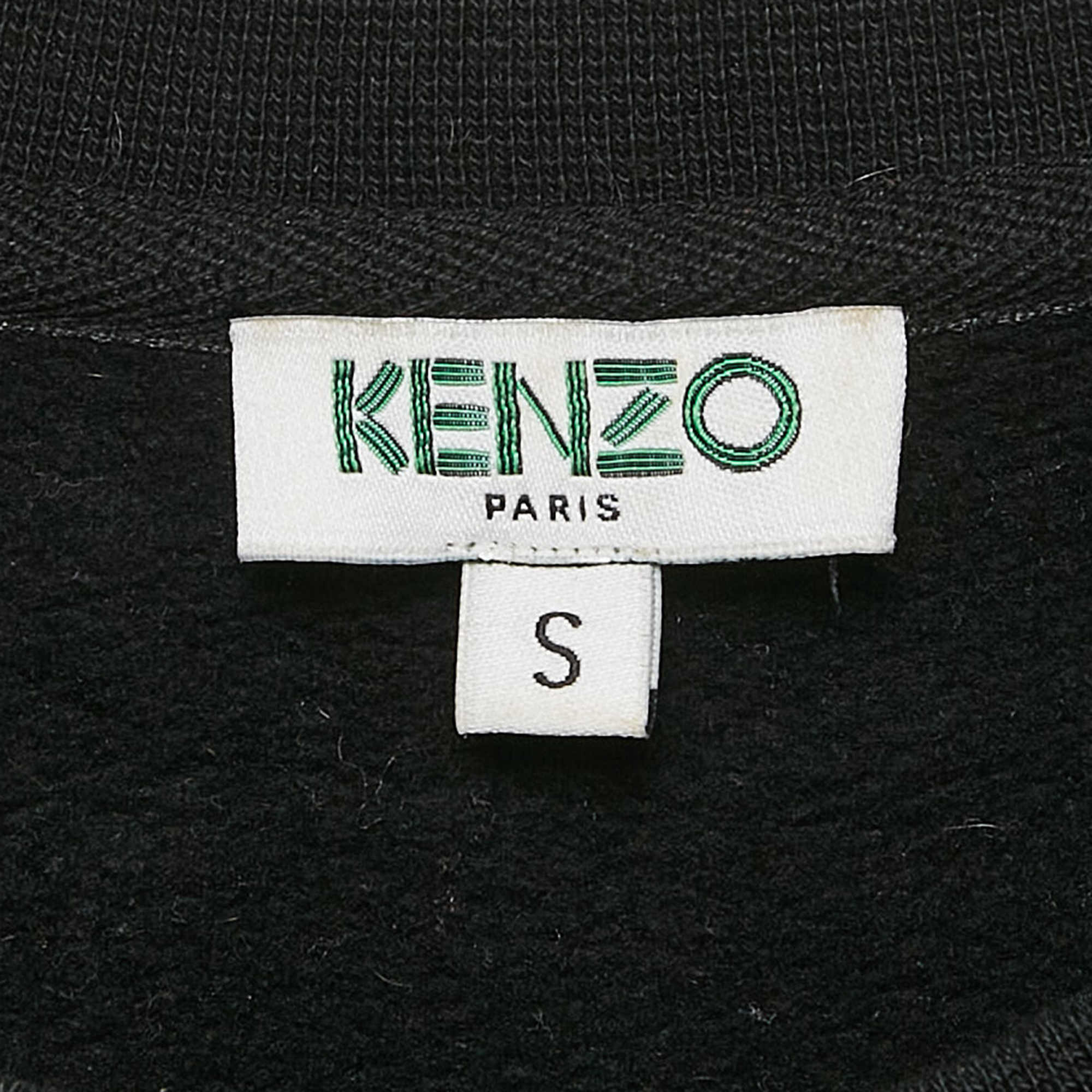 Kenzo Black Eye Logo Printed Cotton Knit Sweatshirt S 