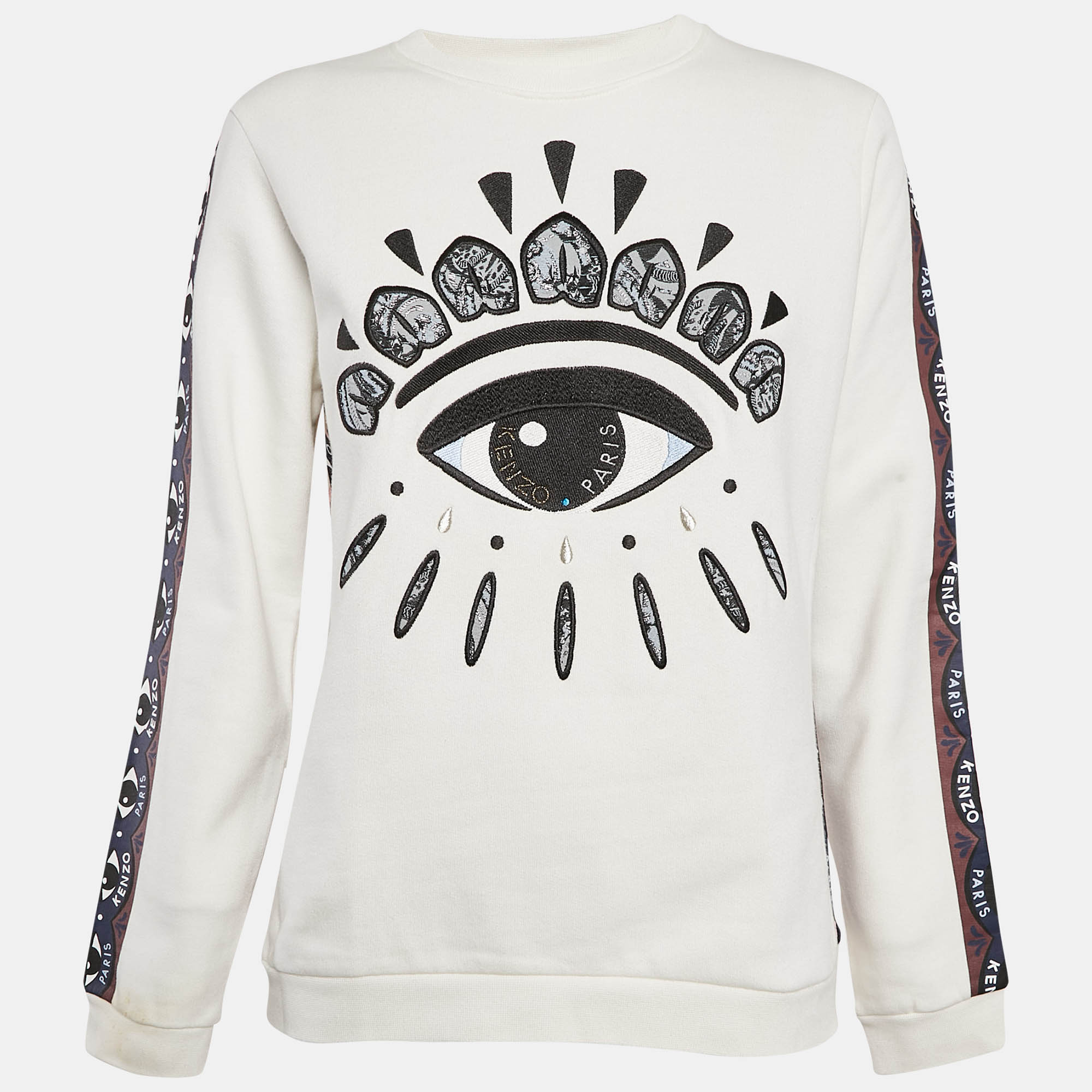 

Kenzo Multicolor Eye Logo Embroidered Cotton Knit Sweatshirt L