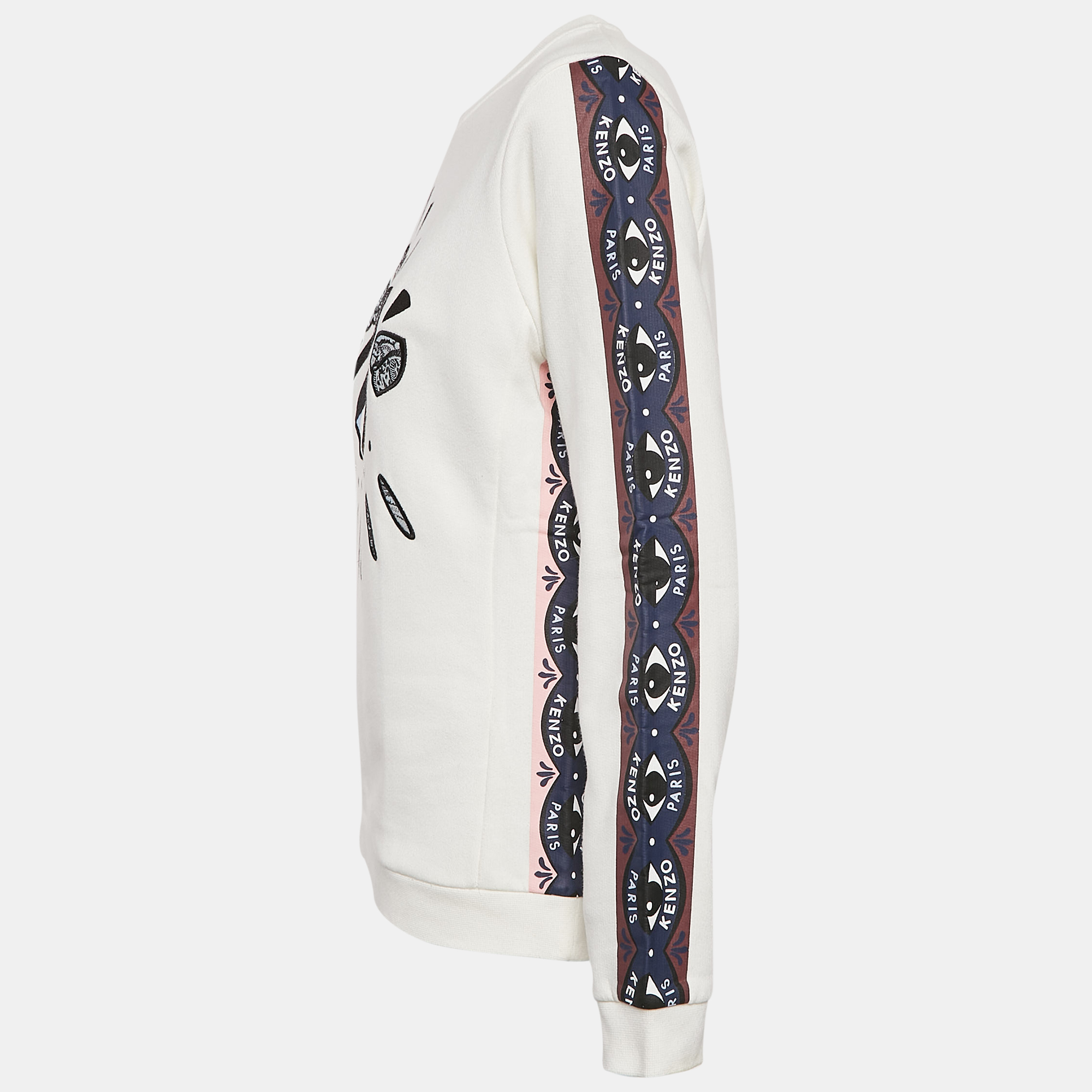 Kenzo Multicolor Eye Logo Embroidered Cotton Knit Sweatshirt L 