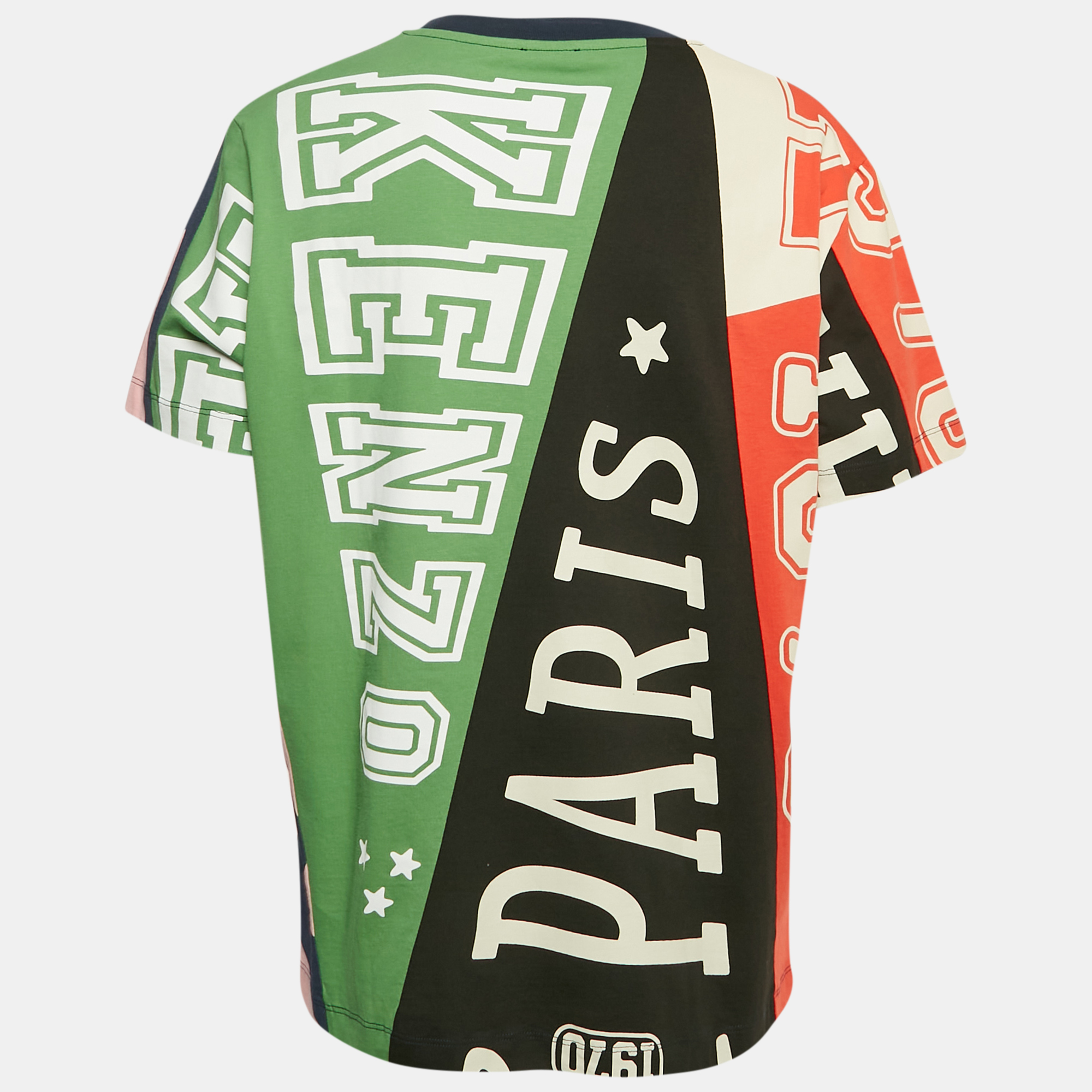 Kenzo Multicolor Flag Print Jersey Crewneck T-Shirt L 
