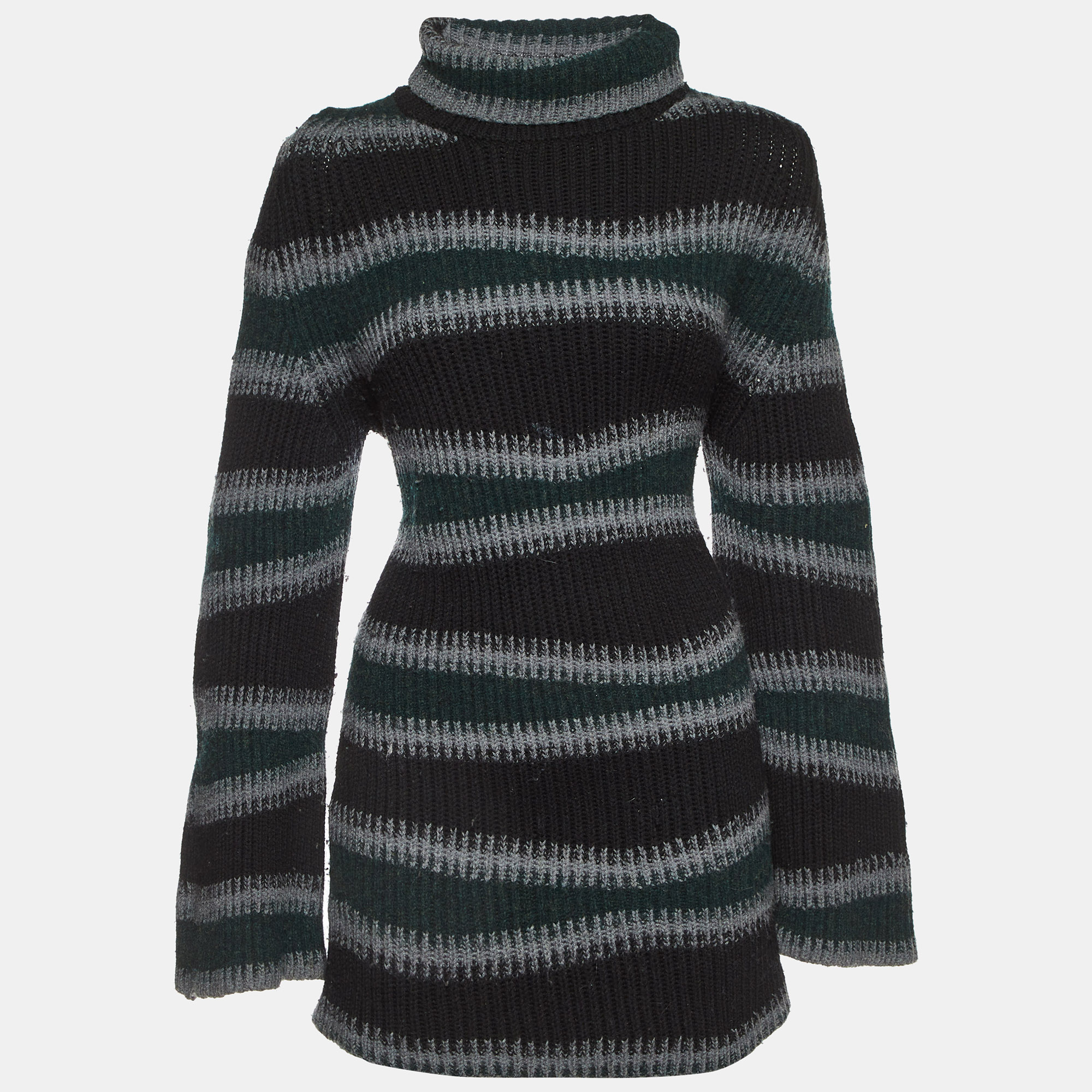 

Kenzo Multicolor Stripe Wool Turtleneck Sweater Mini Dress M