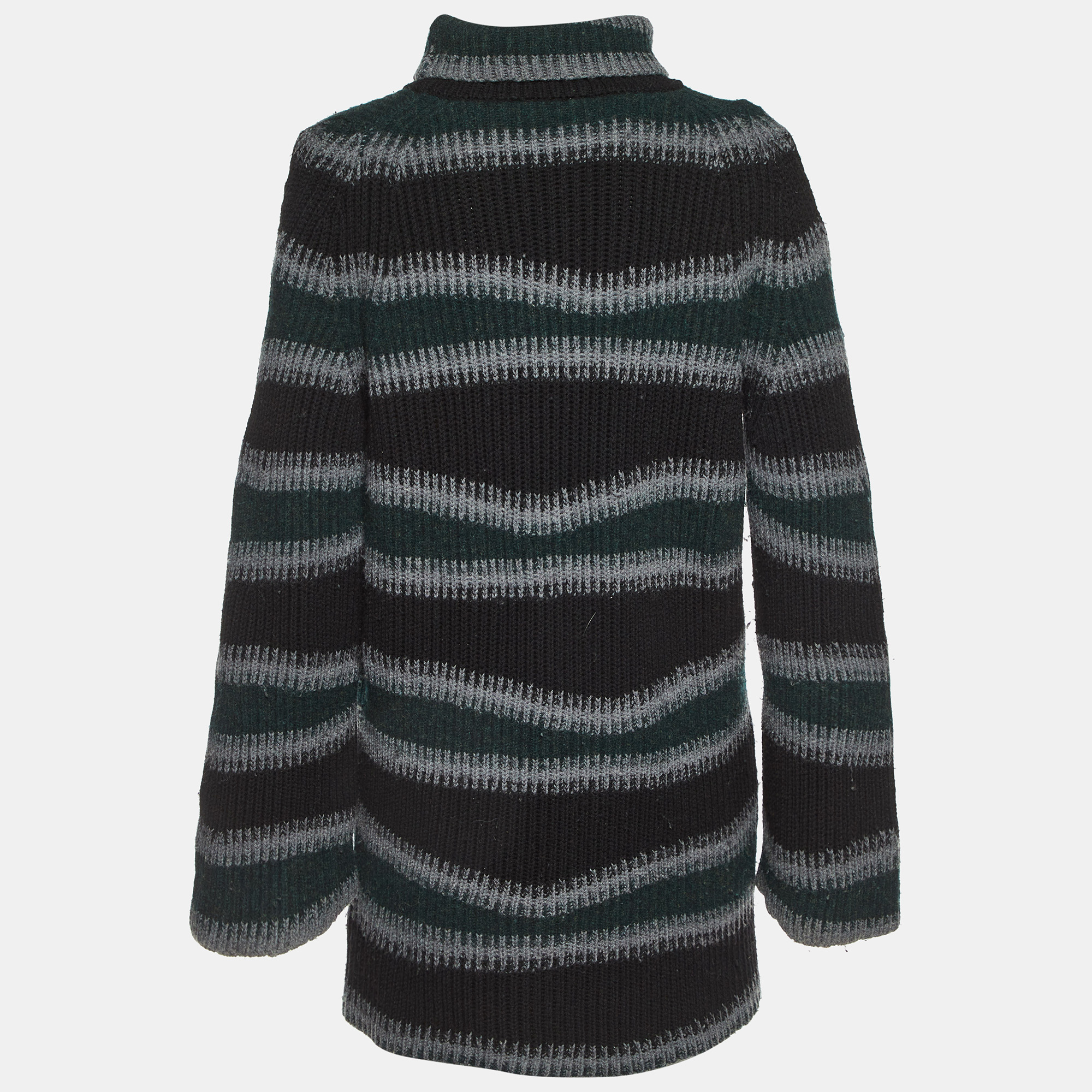 Kenzo Multicolor Stripe Wool Turtleneck Sweater Mini Dress M 