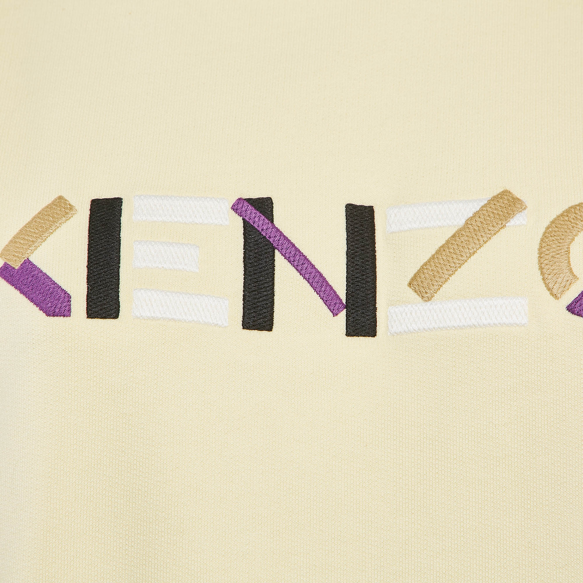 Kenzo Yellow Logo Embroidery Cotton Crewneck Sweatshirt M 