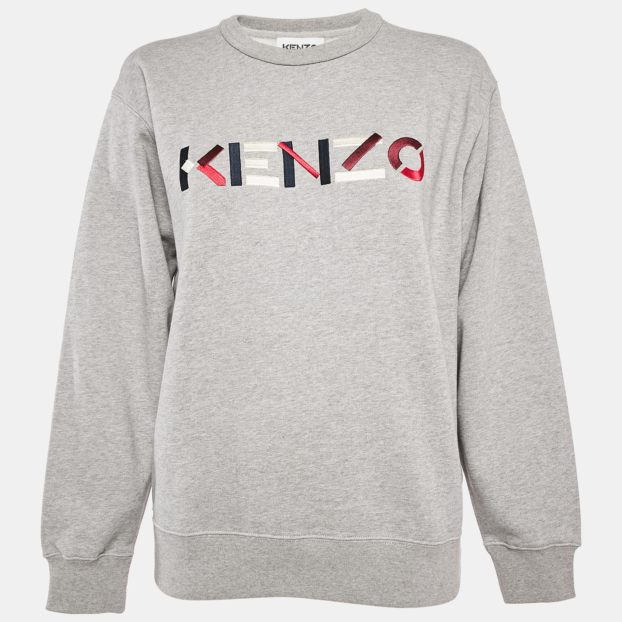 

Kenzo Grey Logo Embroidery Crewneck Sweatshirt M