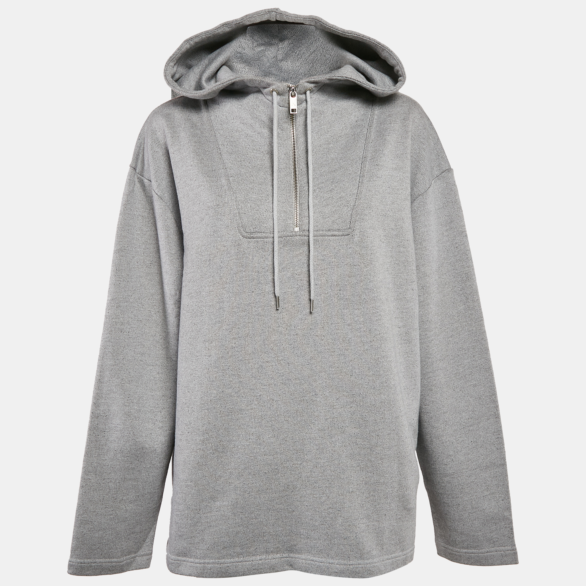 

Kenzo Grey Logo Print Cotton Half Zipper Hooded Sweatshirt M