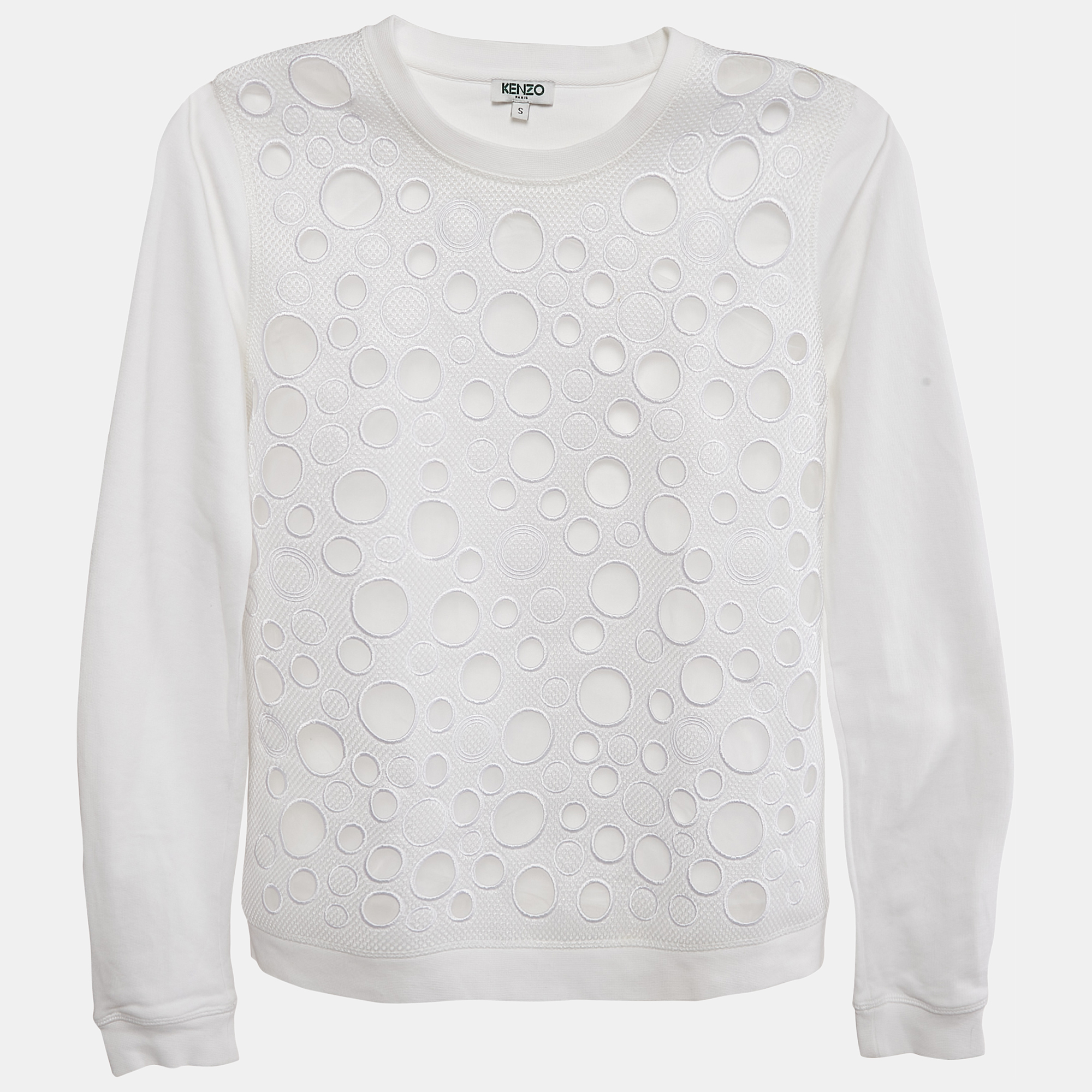 

Kenzo White Mesh and Cotton Cut-Out Detail Sweatshirt S