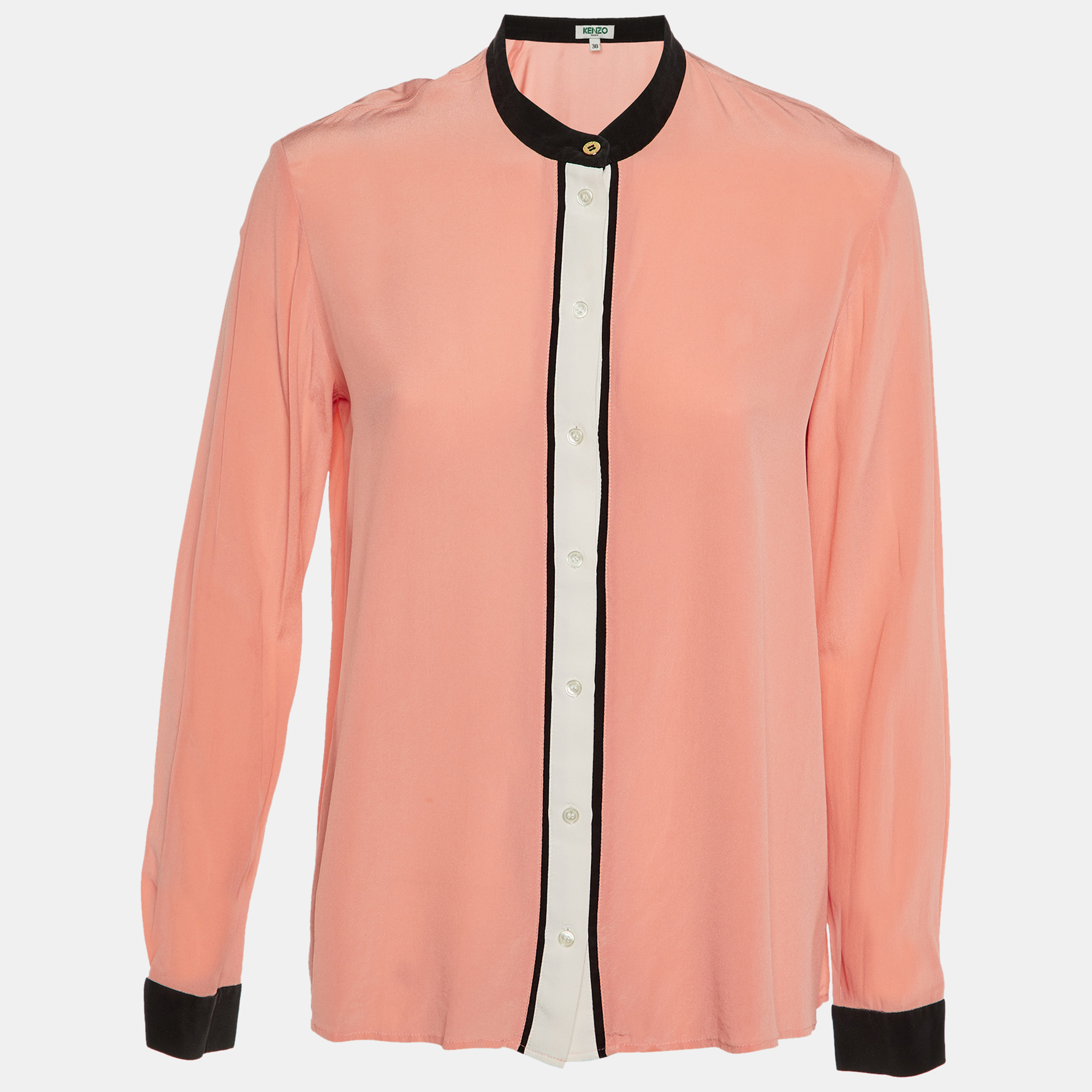 

Kenzo Pink Silk Contrast Paneled Button Front Shirt M