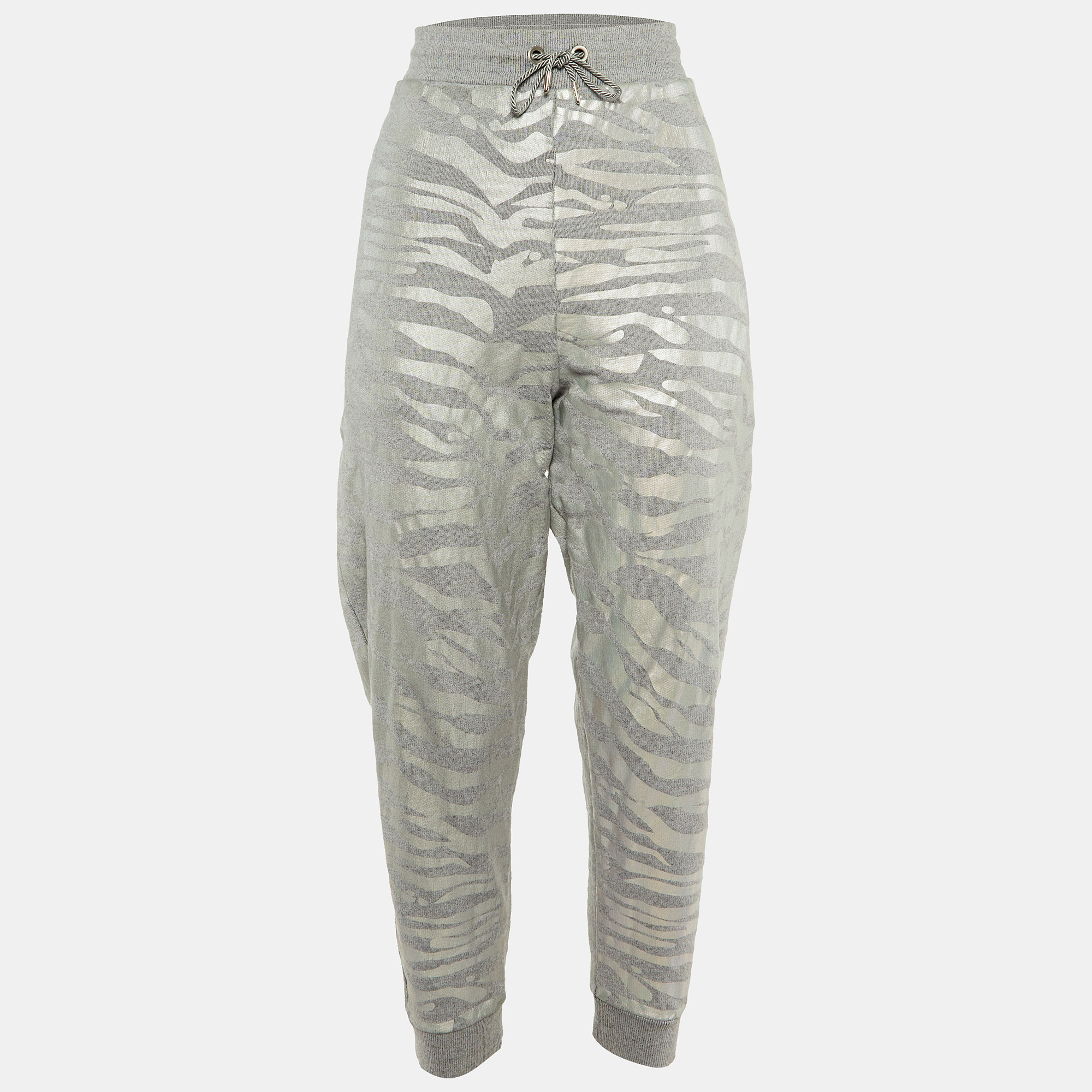 

Kenzo Grey Metallic Print Cotton Jogger Pants L