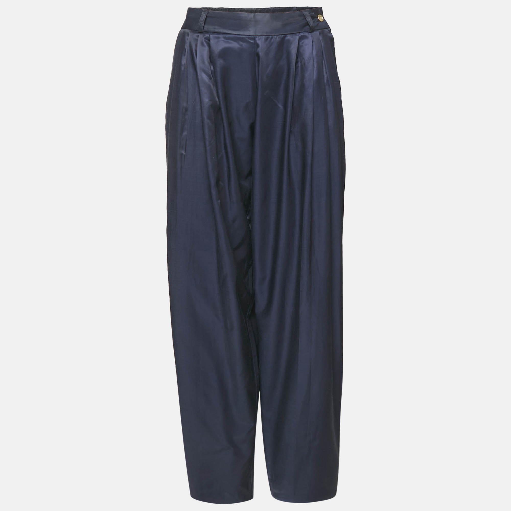 

Kenzo Blue Gabardine Pleated Trousers M