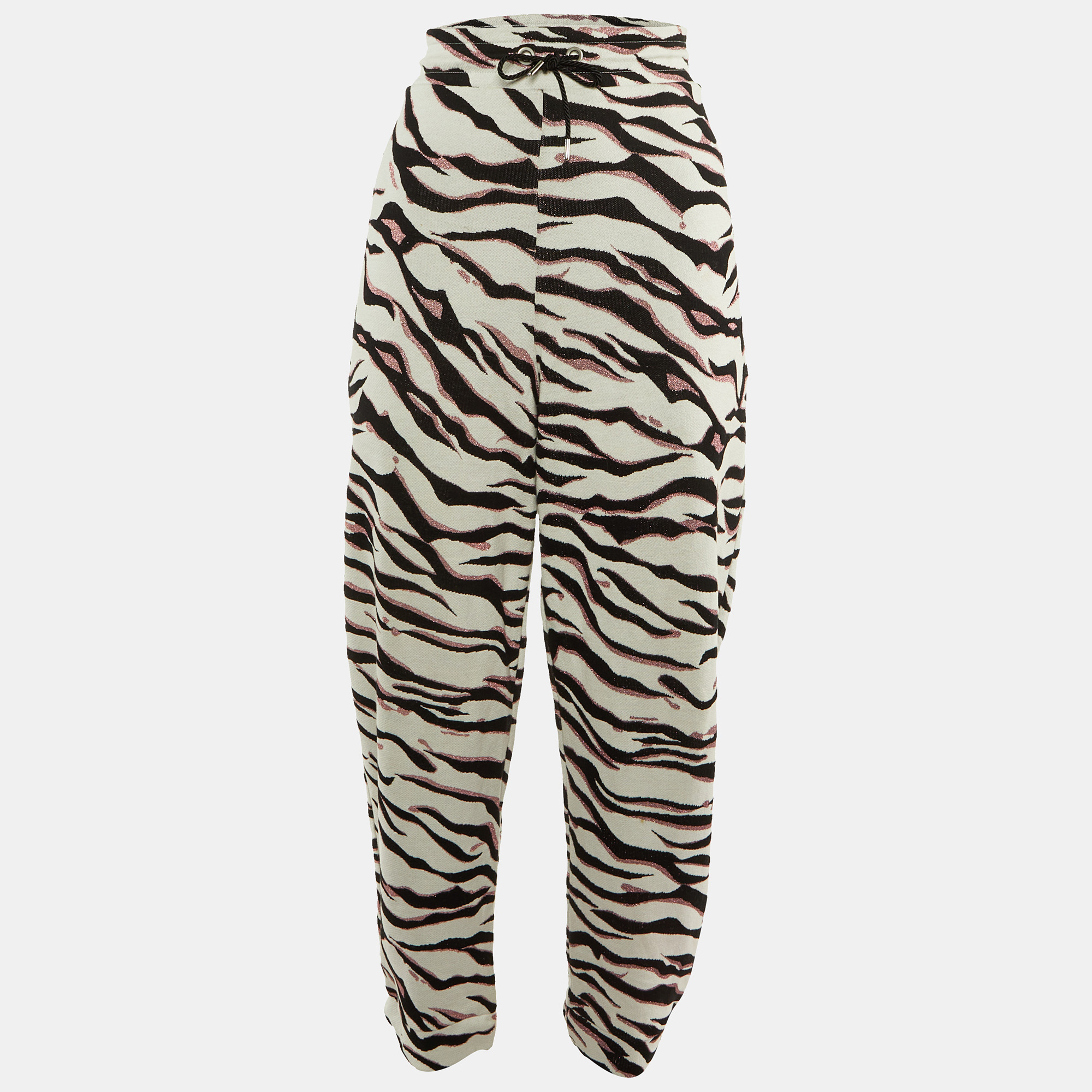

Kenzo White Lurex Printed Cotton Knit Pants M