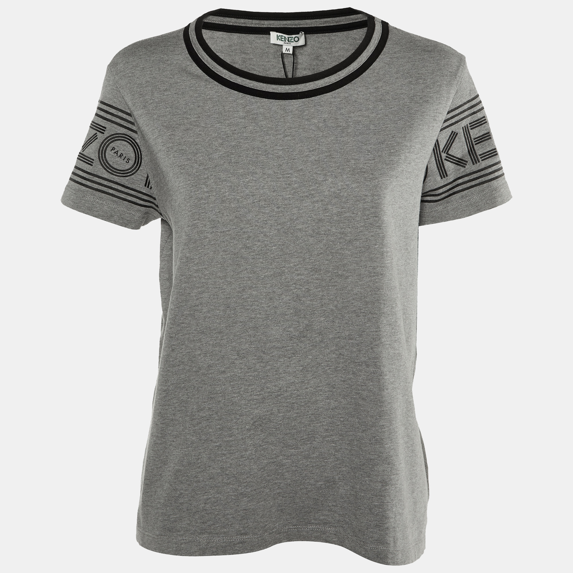 

Kenzo Grey/Black Logo Cotton Printed Sleeve Round Neck T-Shirt M