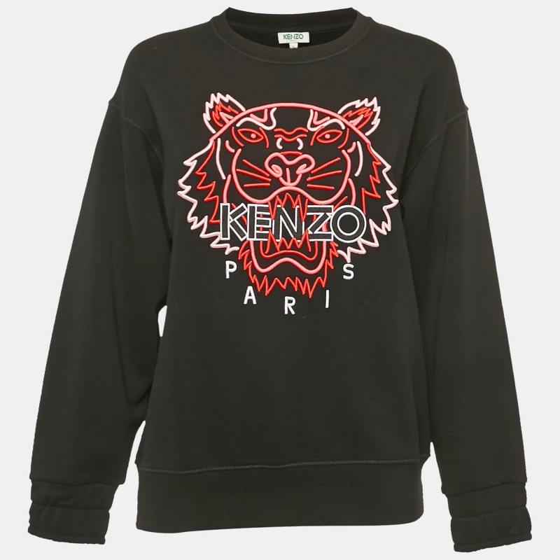

Kenzo Black Tiger Embroidered Cotton Crew Neck Sweatshirt S