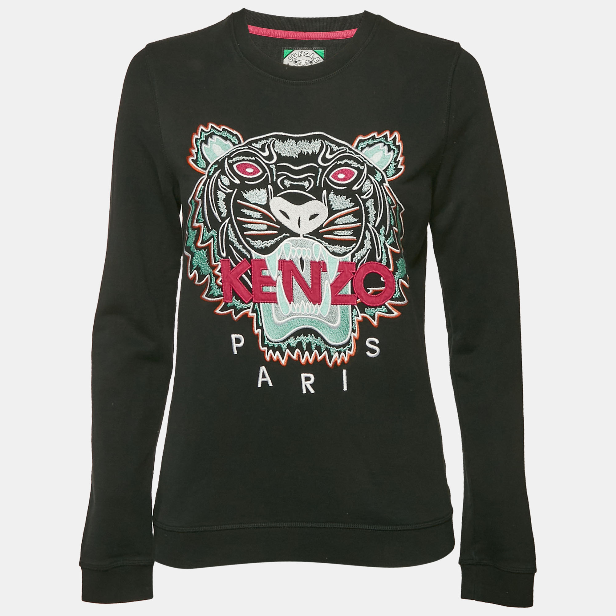 

Kenzo Black Tiger Logo Embroidered Cotton Knit Sweatshirt M