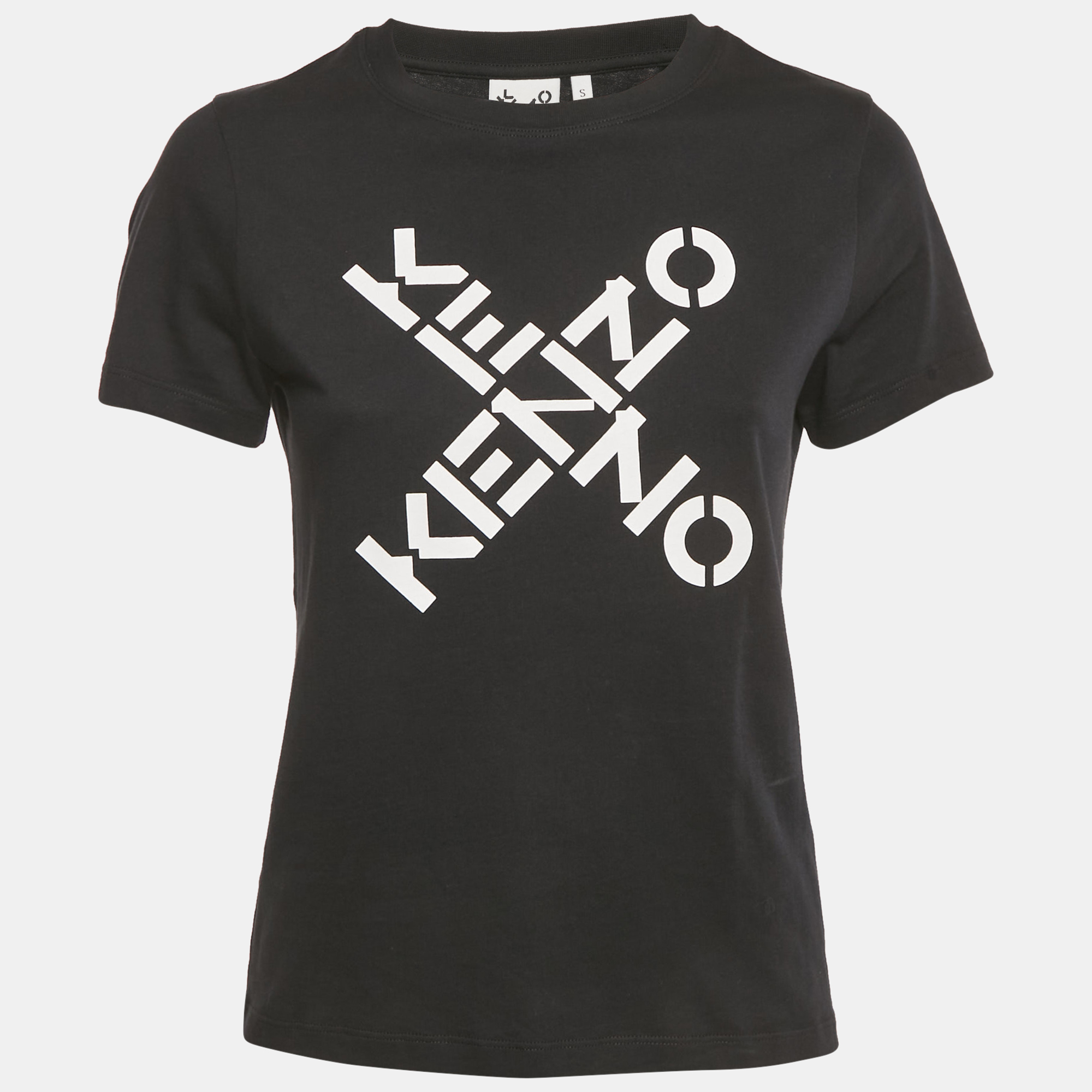 Kenzo Black Logo Print Jersey Crewneck T-Shirt S