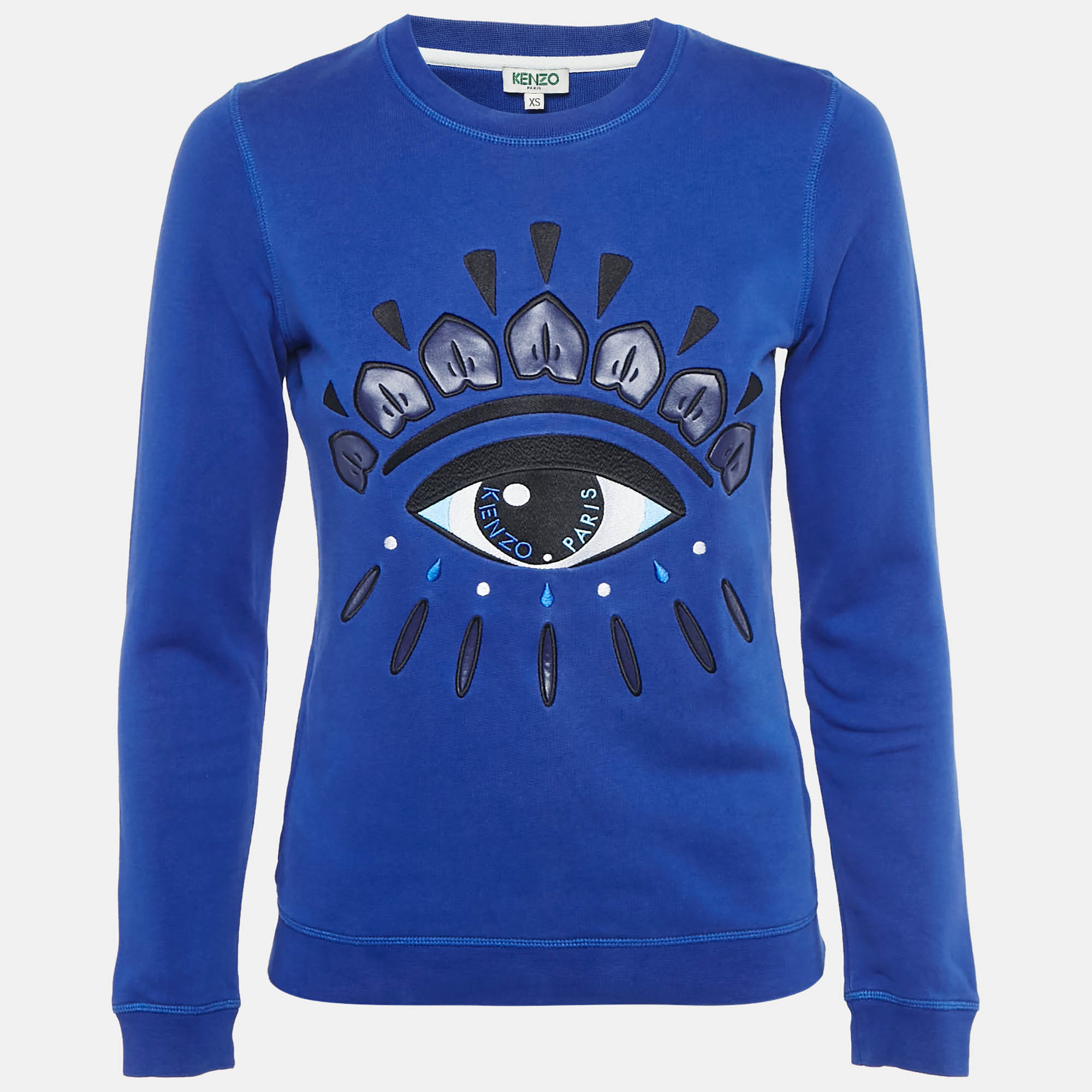 

Kenzo Blue Logo Embroidery Cotton Crew Neck Sweatshirt XS