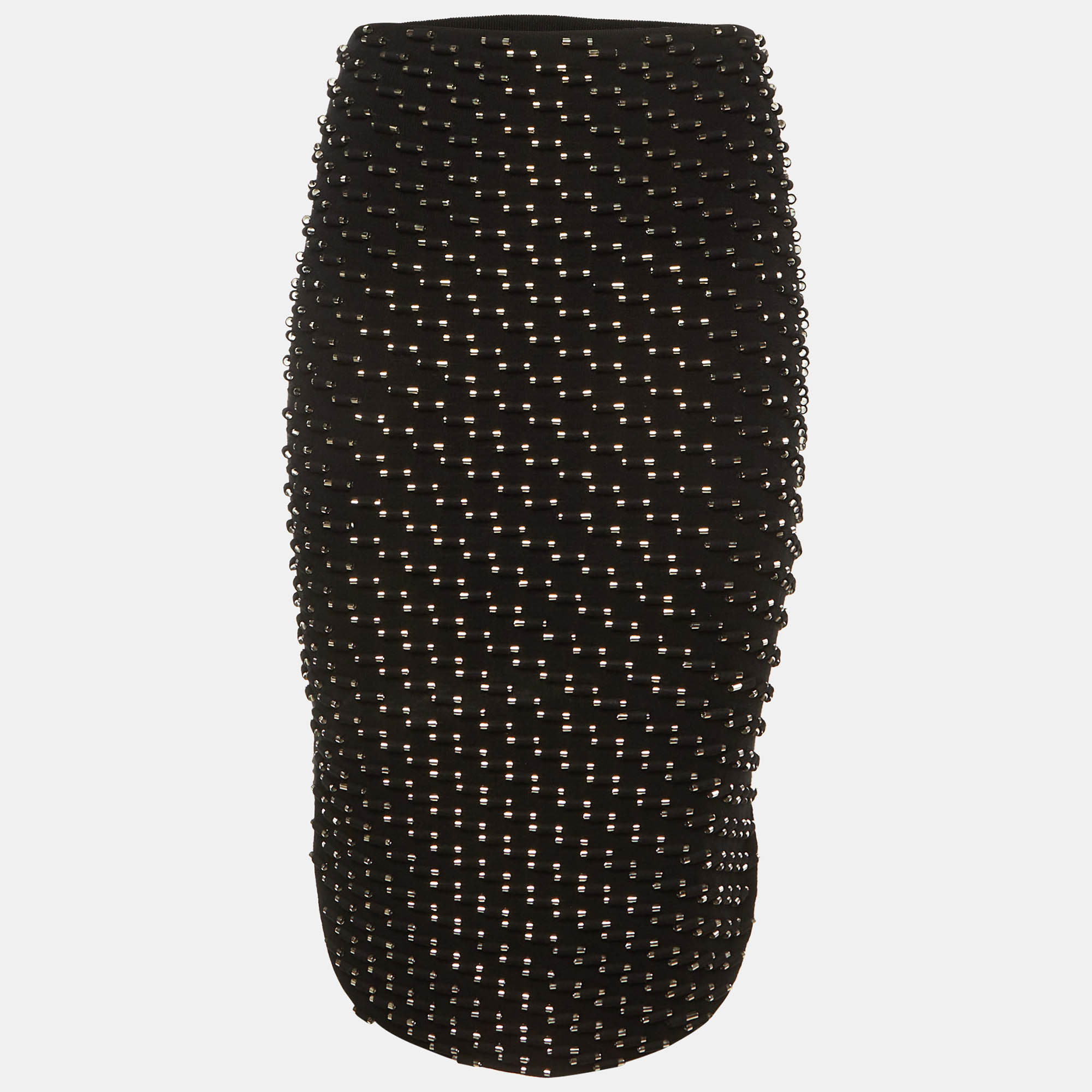 Pre-owned Kenzo Black Knit Studded Fitted Midi Skirt S