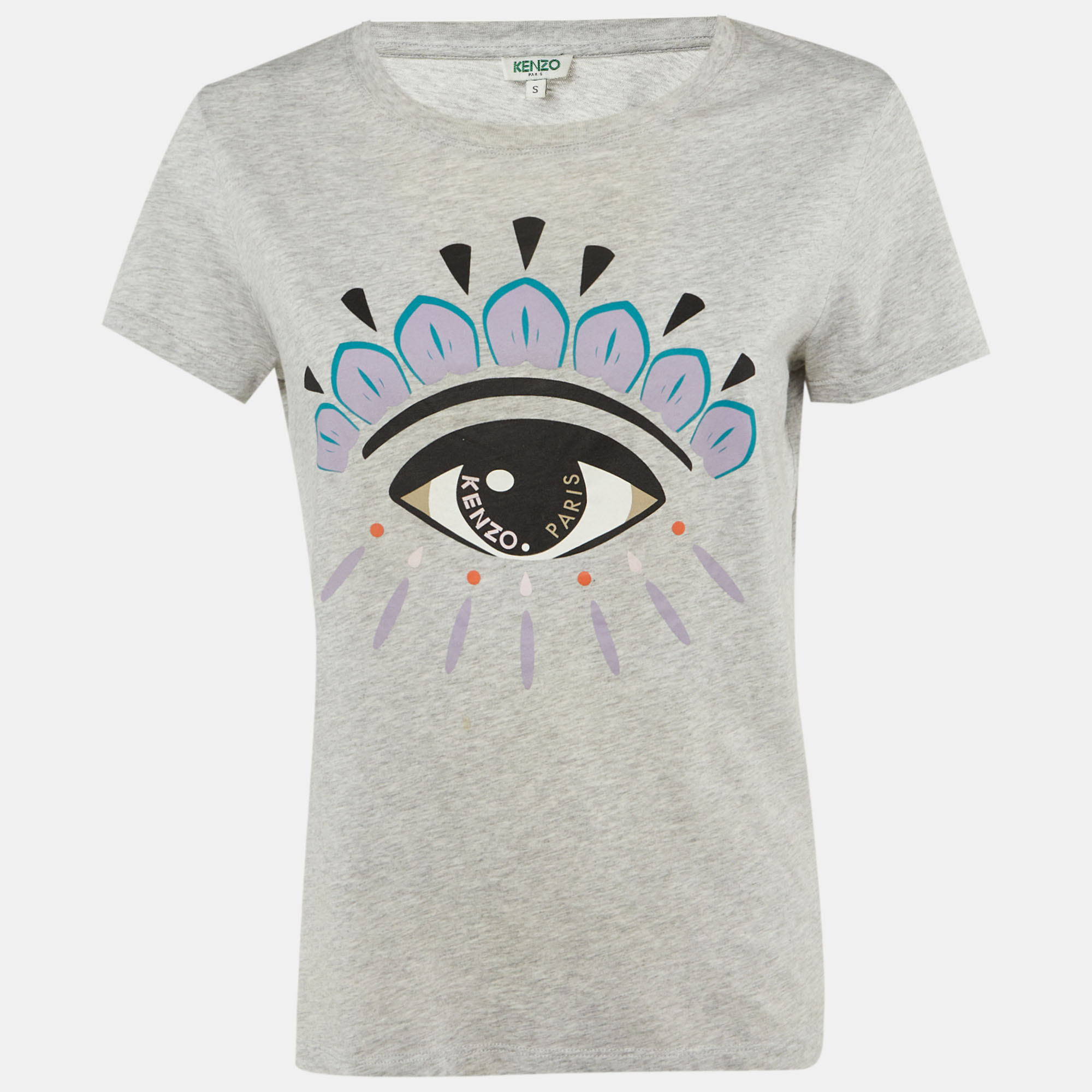 KENZO Pre-owned Grey Eye Print Cotton T-shirt S In Gray