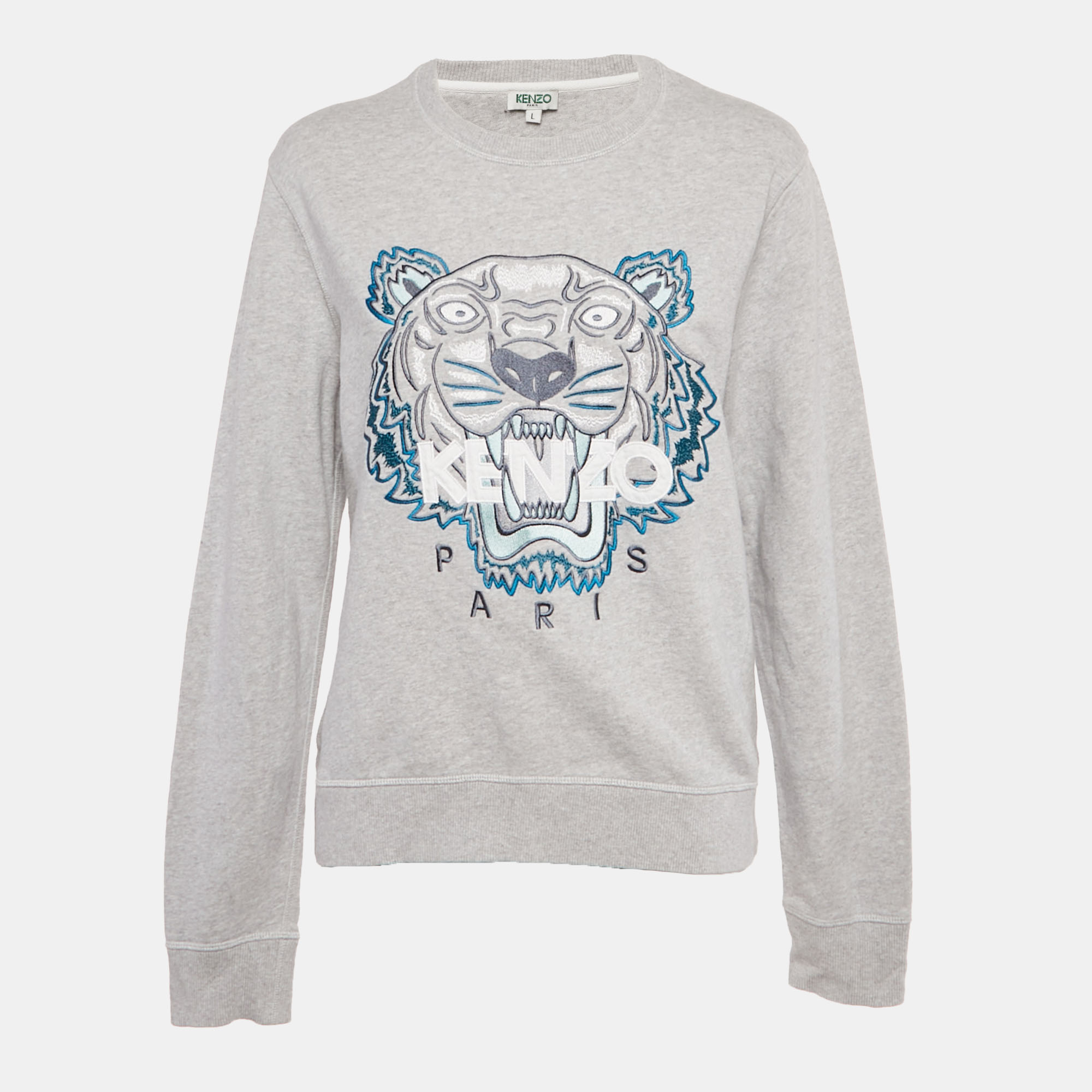 

Kenzo Grey Tiger Embroidered Cotton Sweatshirt L