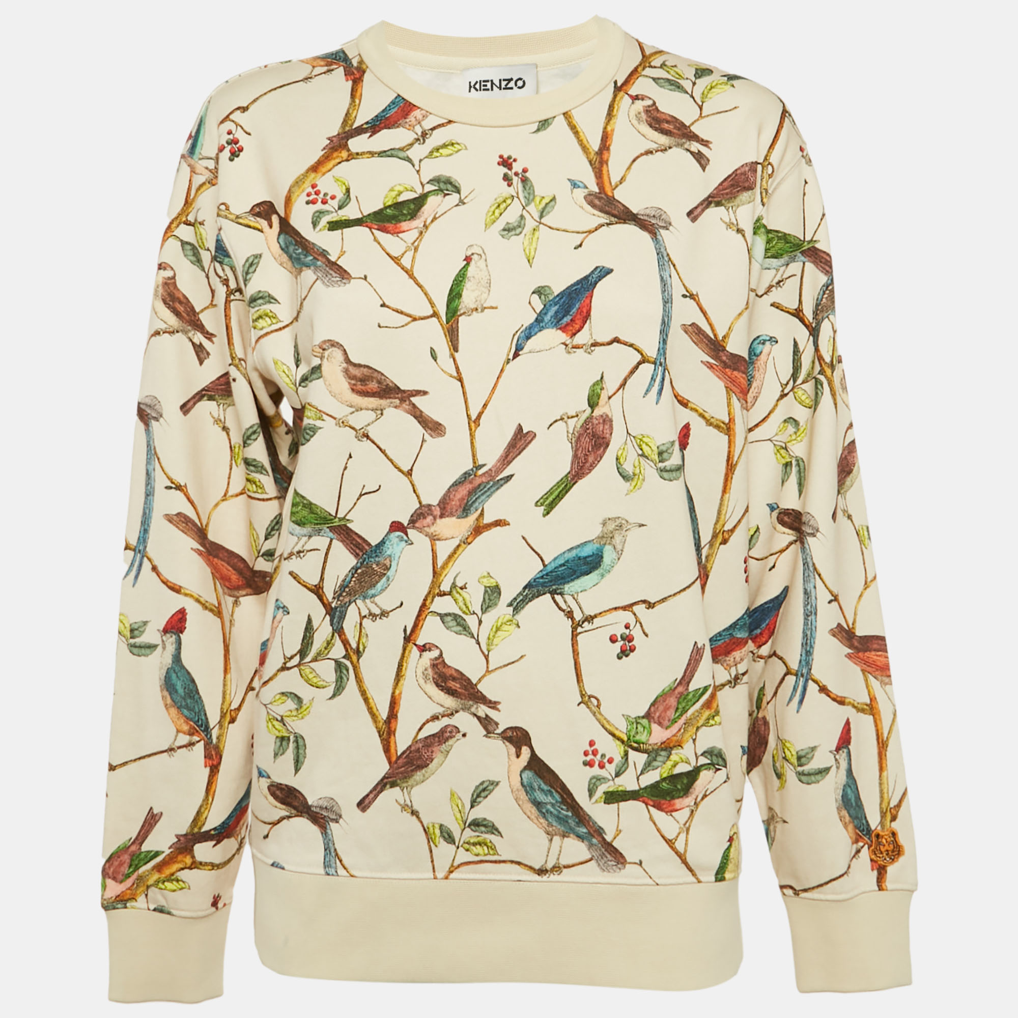

Kenzo Beige Bird Print Cotton Crewneck Sweatshirt M