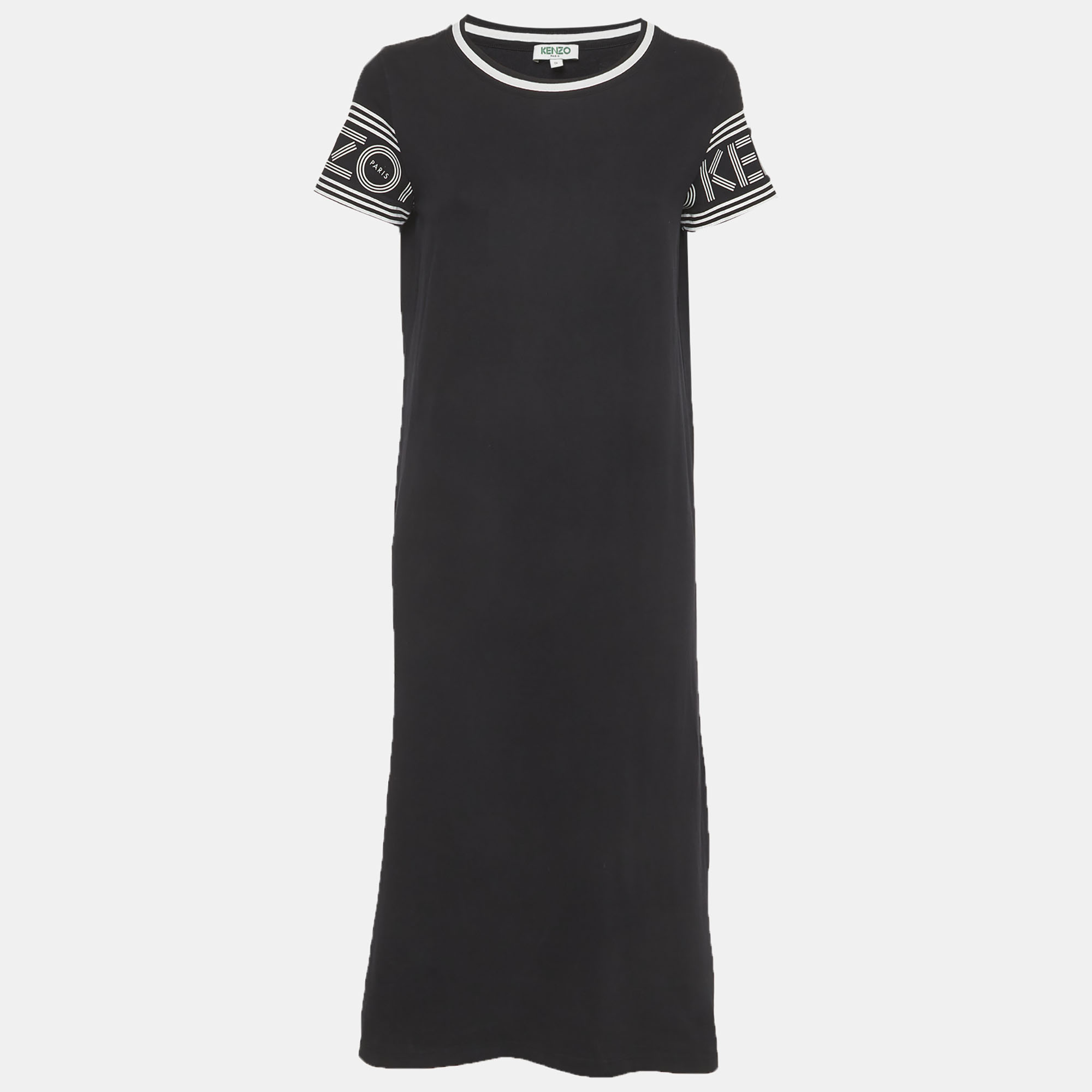 

Kenzo Black Logo Print Jersey Midi Dress S