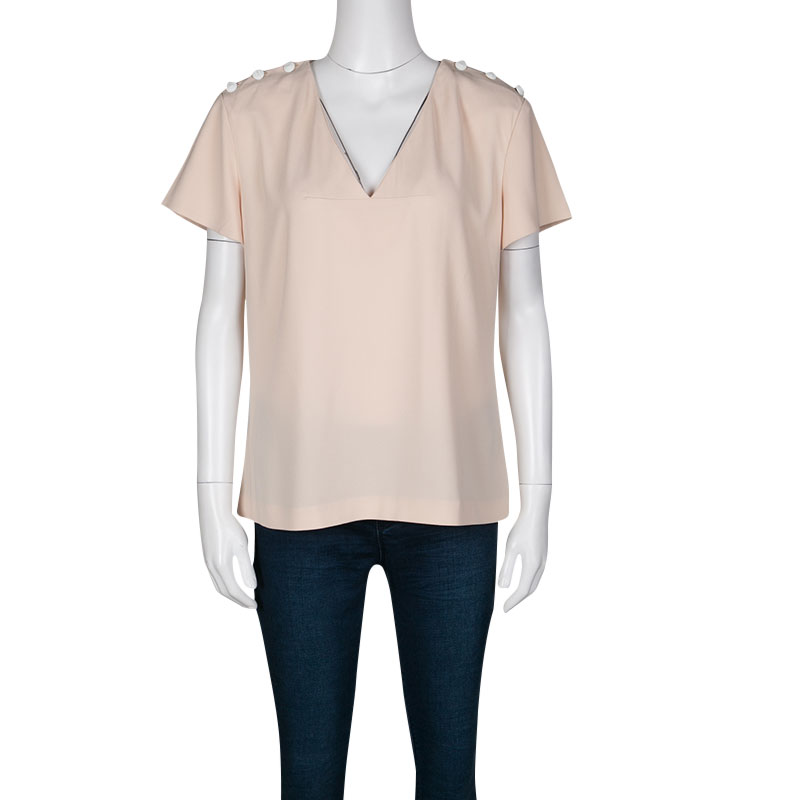 

Kenzo Beige Shoulder Button Detail V-Neck Top