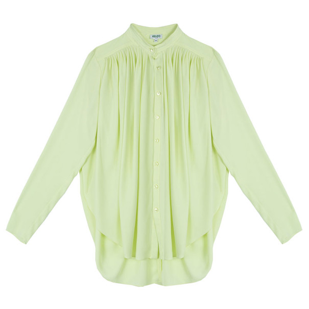 Pre Owned Kenzo Pleated Silk Yellow Top M