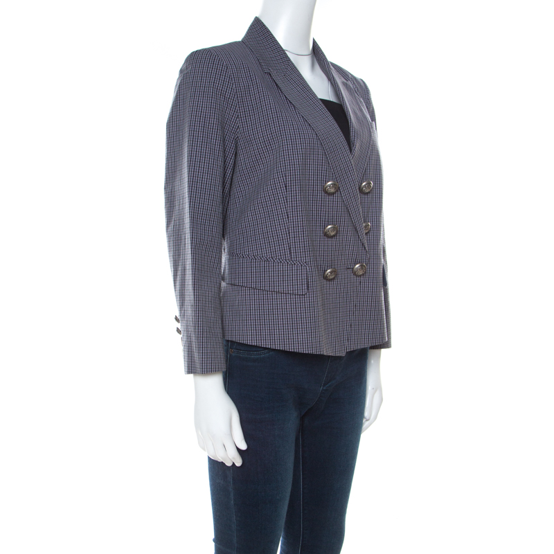 

Kenzo Mauve Purple Checkered Cotton Blazer