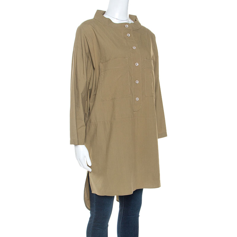 

Kenzo Khaki Green Cotton Oversized Tunic Top