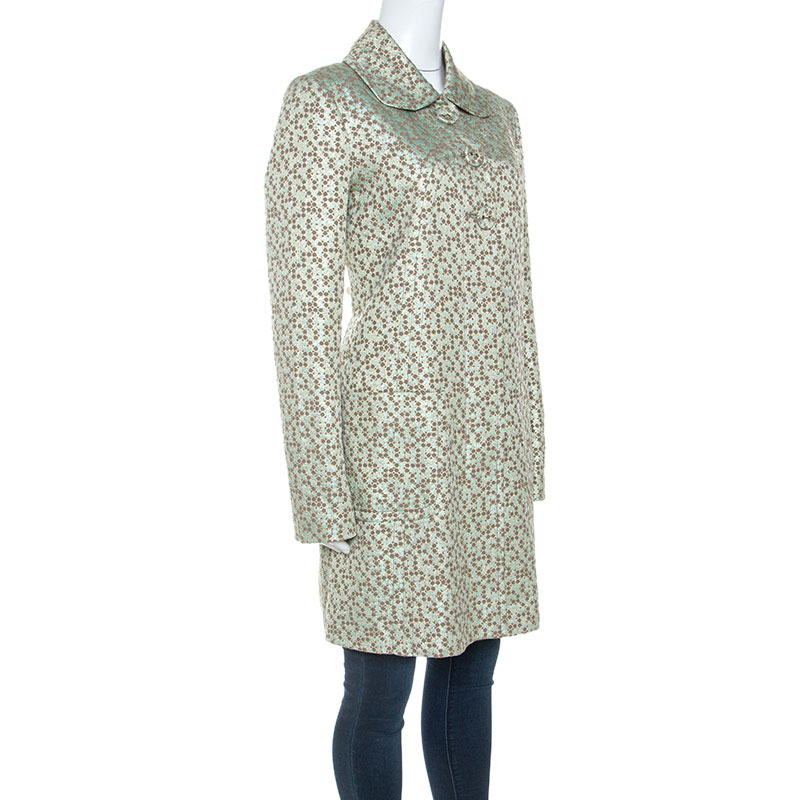 

Kenzo Green and Gold Patterned Jacquard Coat