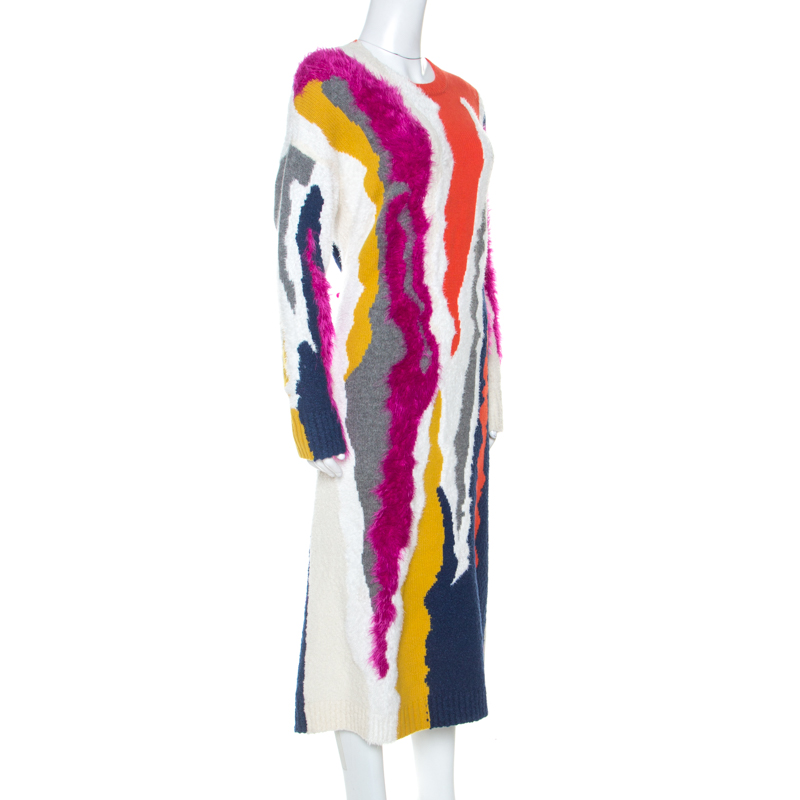 

Kenzo Multicolor Mixed Texture Knit Dress
