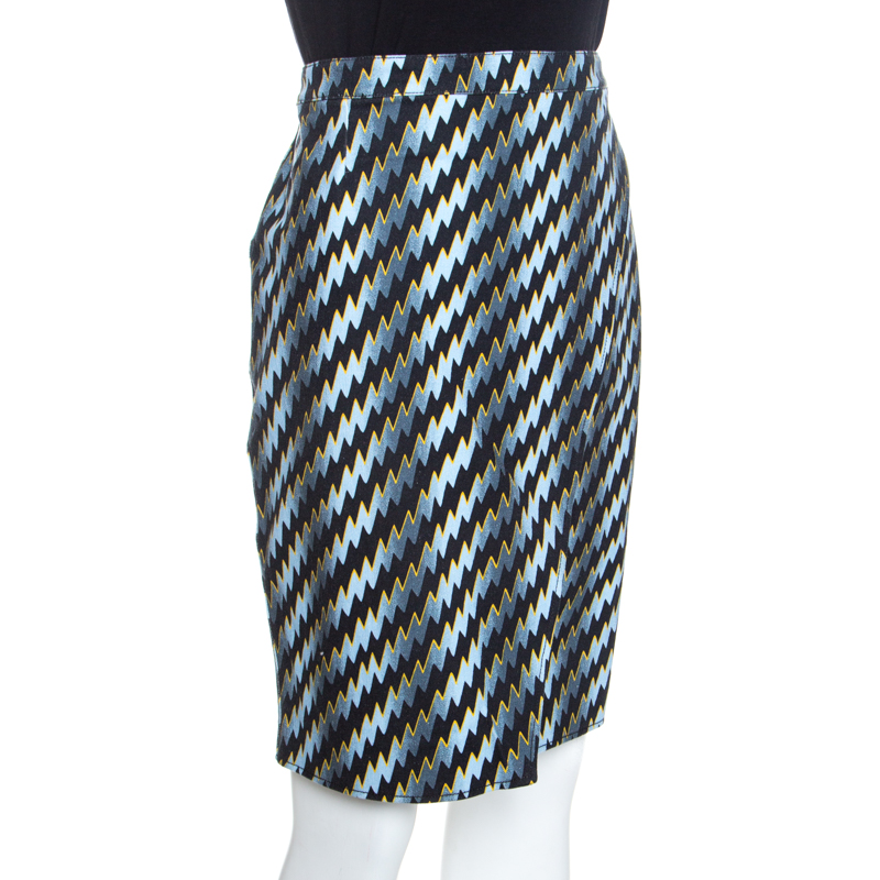 

Kenzo Black Lightning Bolt Printed Cotton Wrap Skirt