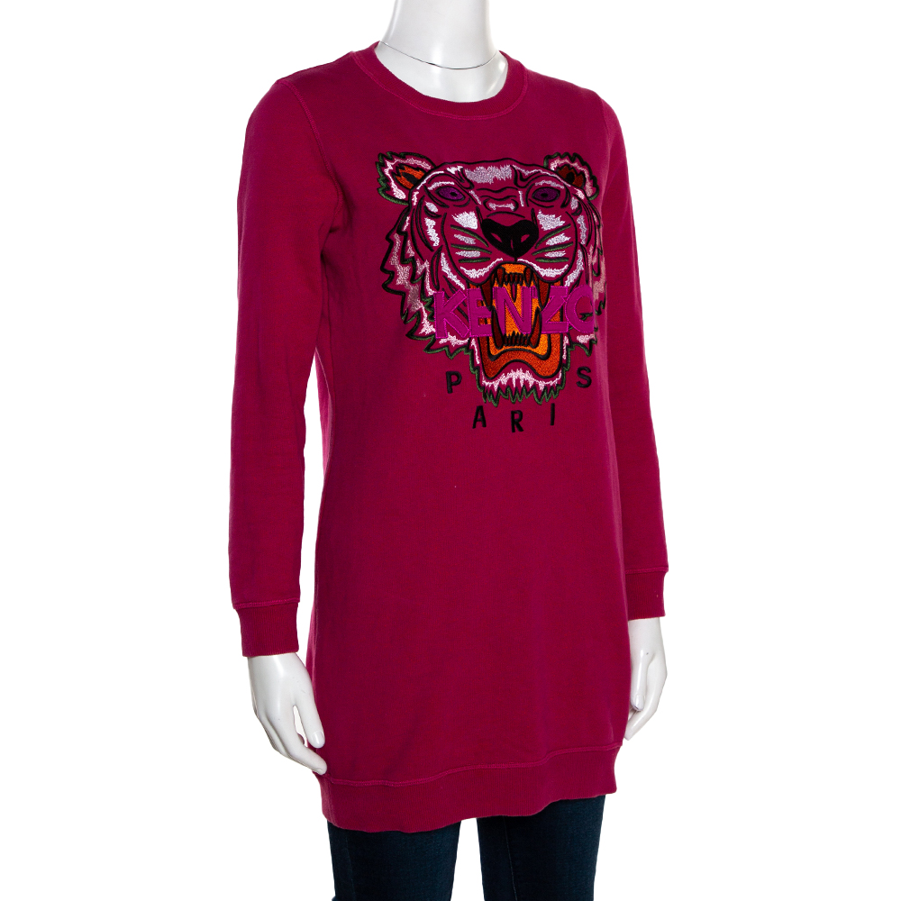 

Kenzo Pink Knit Tiger Motif Sweatshirt Dress