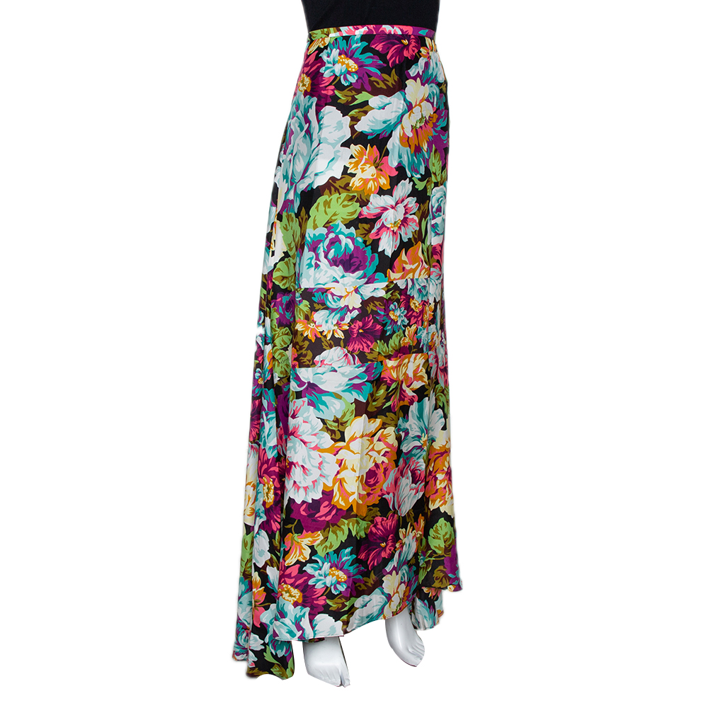 

Kenzo Multicolor Floral Print Silk Maxi Skirt