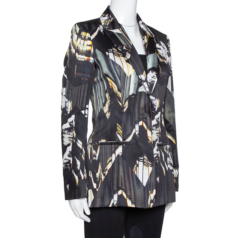 

Kenzo Black Abstract Print Single Buttoned Blazer