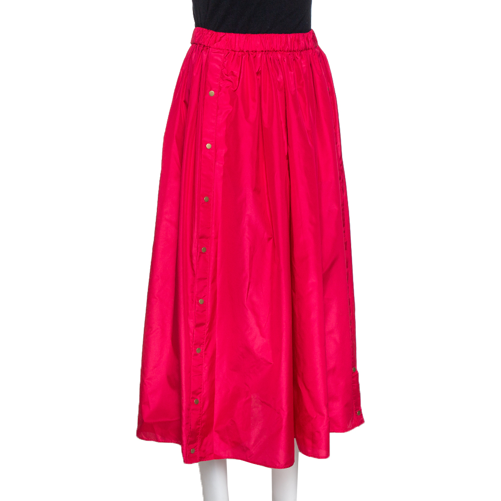 

Kenzo Pink Tafetta Silk Blend Midi Skirt
