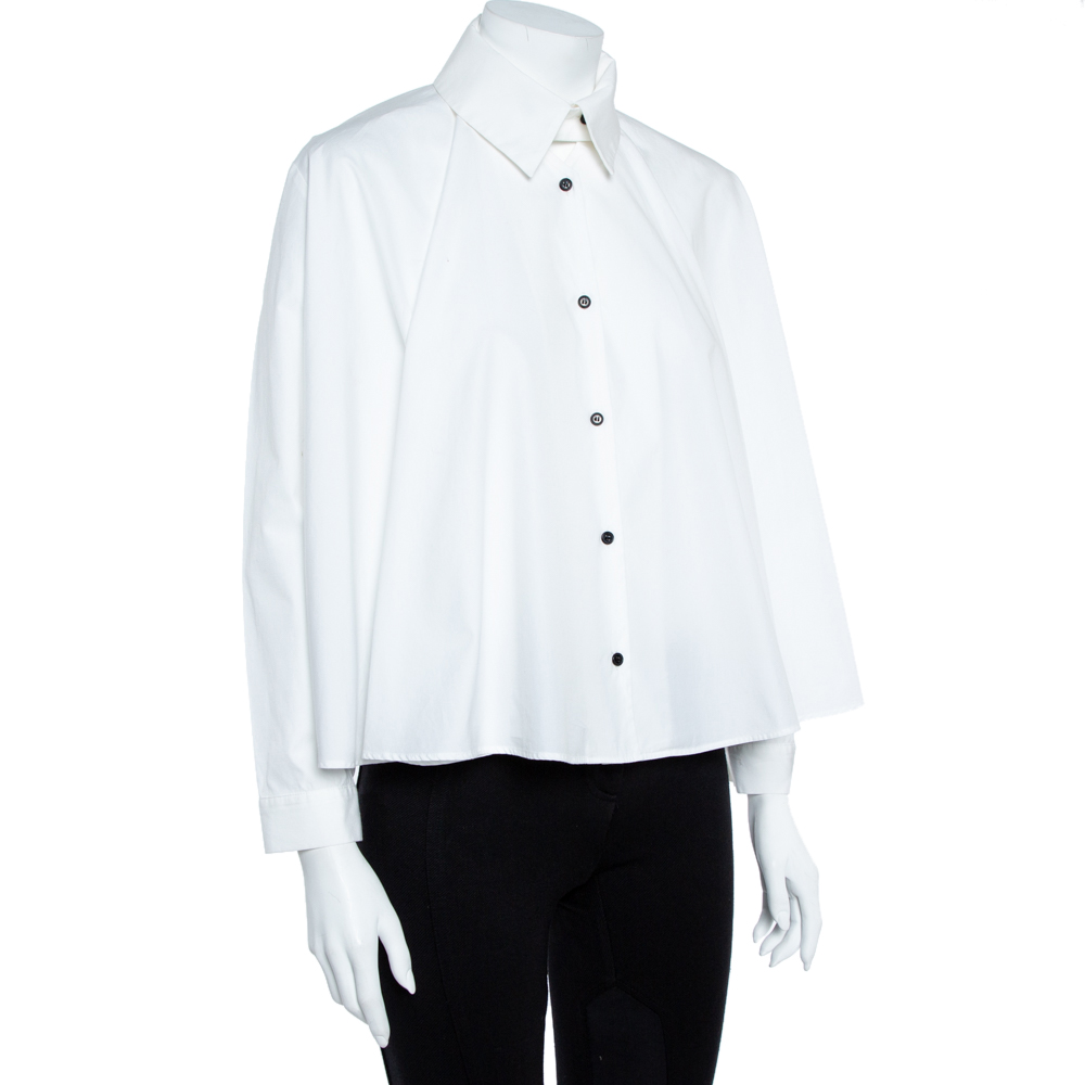 

Kenzo White Cotton Poplin Trapeze Blouse