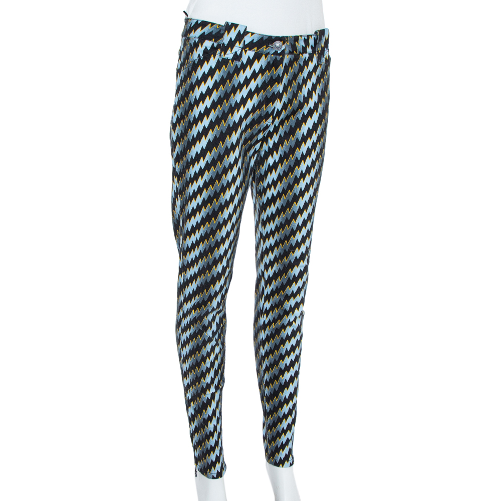 

Kenzo Blue Denim Zigzag Print Skinny Jeans