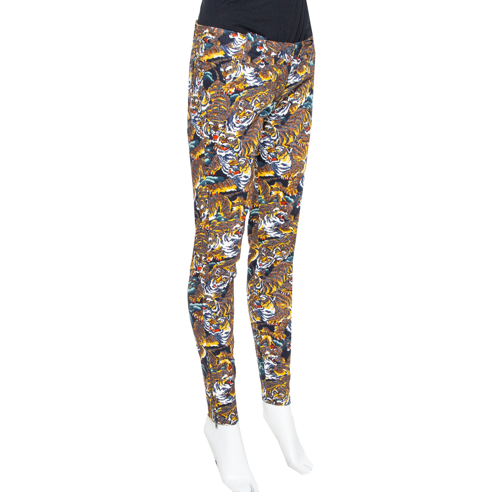 

Kenzo Multicolor Flying Tiger Printed Denim Skinny Jeans