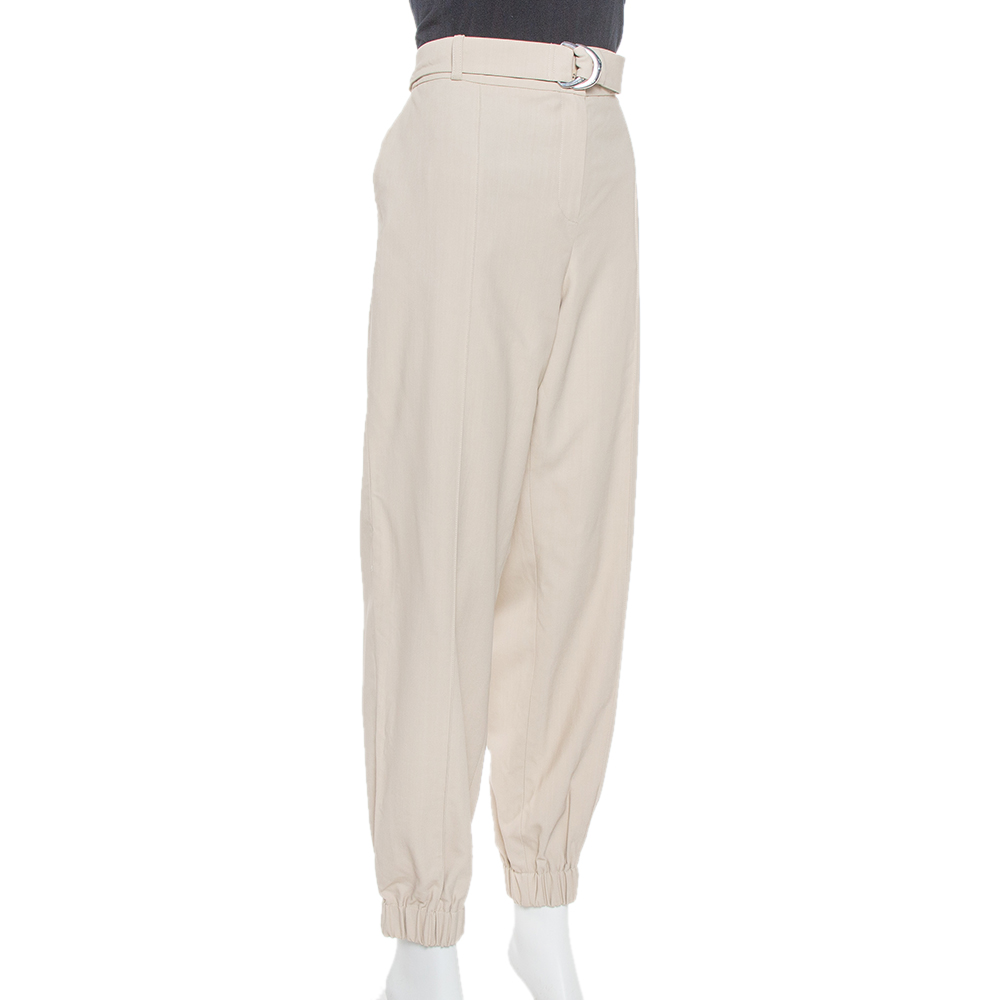 

Kenzo Beige Crepe Elastic Detail Belted Paneled Trousers