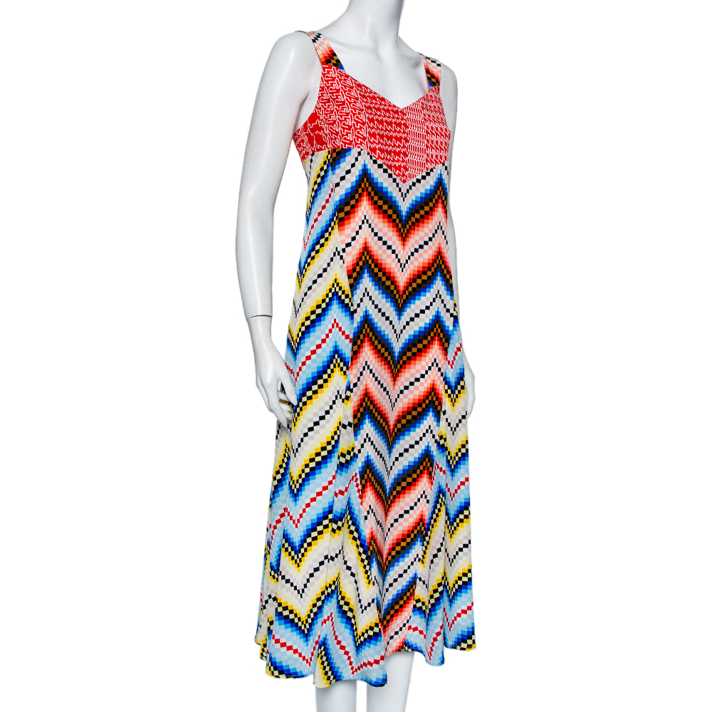 

Kenzo Multicolor Printed Chiffon Sleeveless Midi Dress