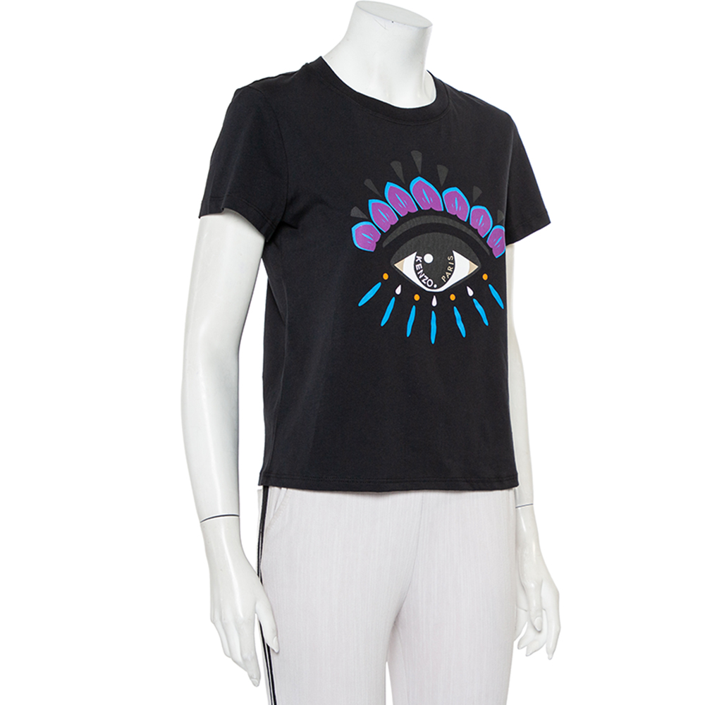 

Kenzo Black Eye Embroidered Cotton Crewneck T-Shirt