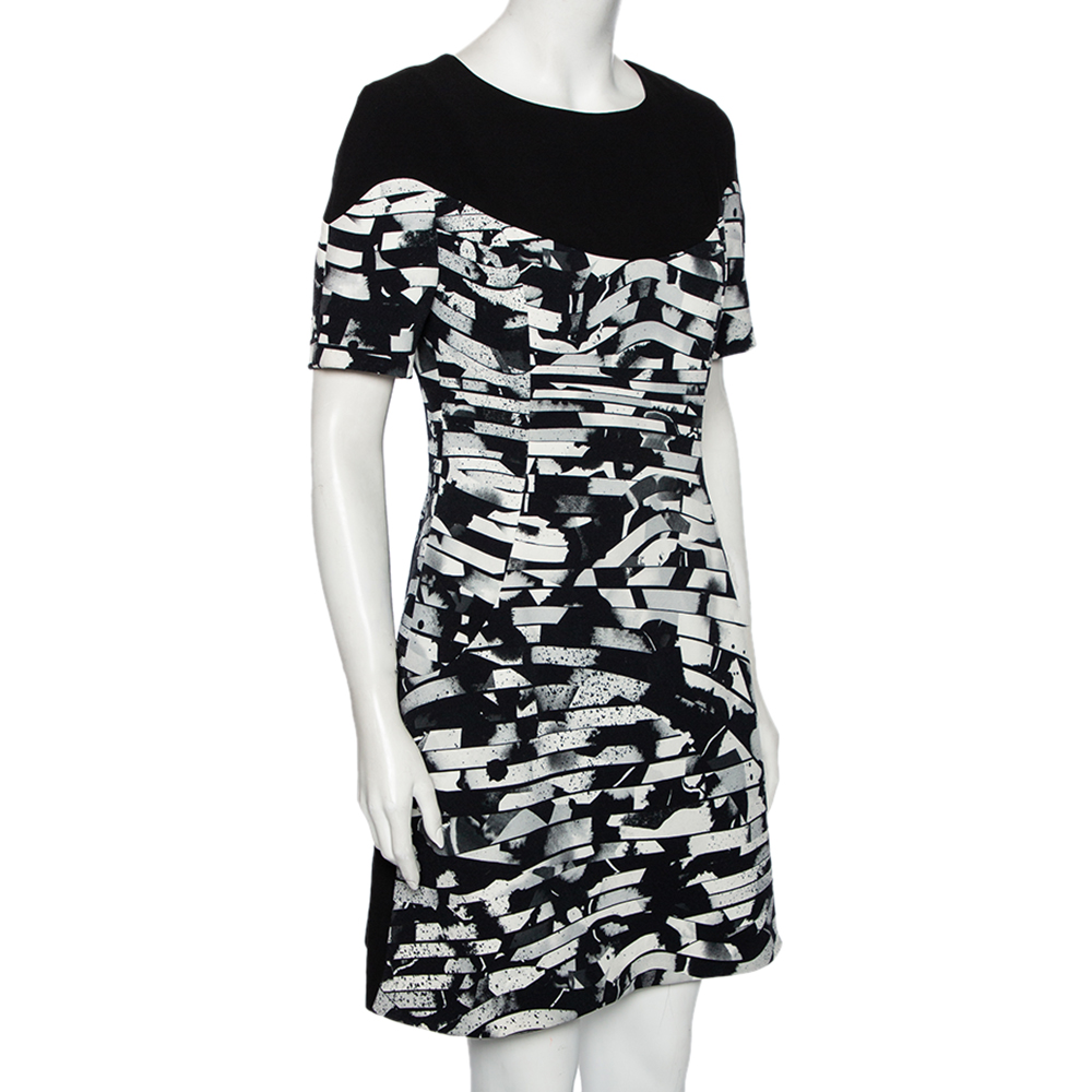 

Kenzo Black Spray Striped Stretch Crepe Short Dress