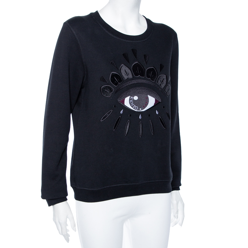 

Kenzo Black Eye Embroidered Cotton Sweatshirt